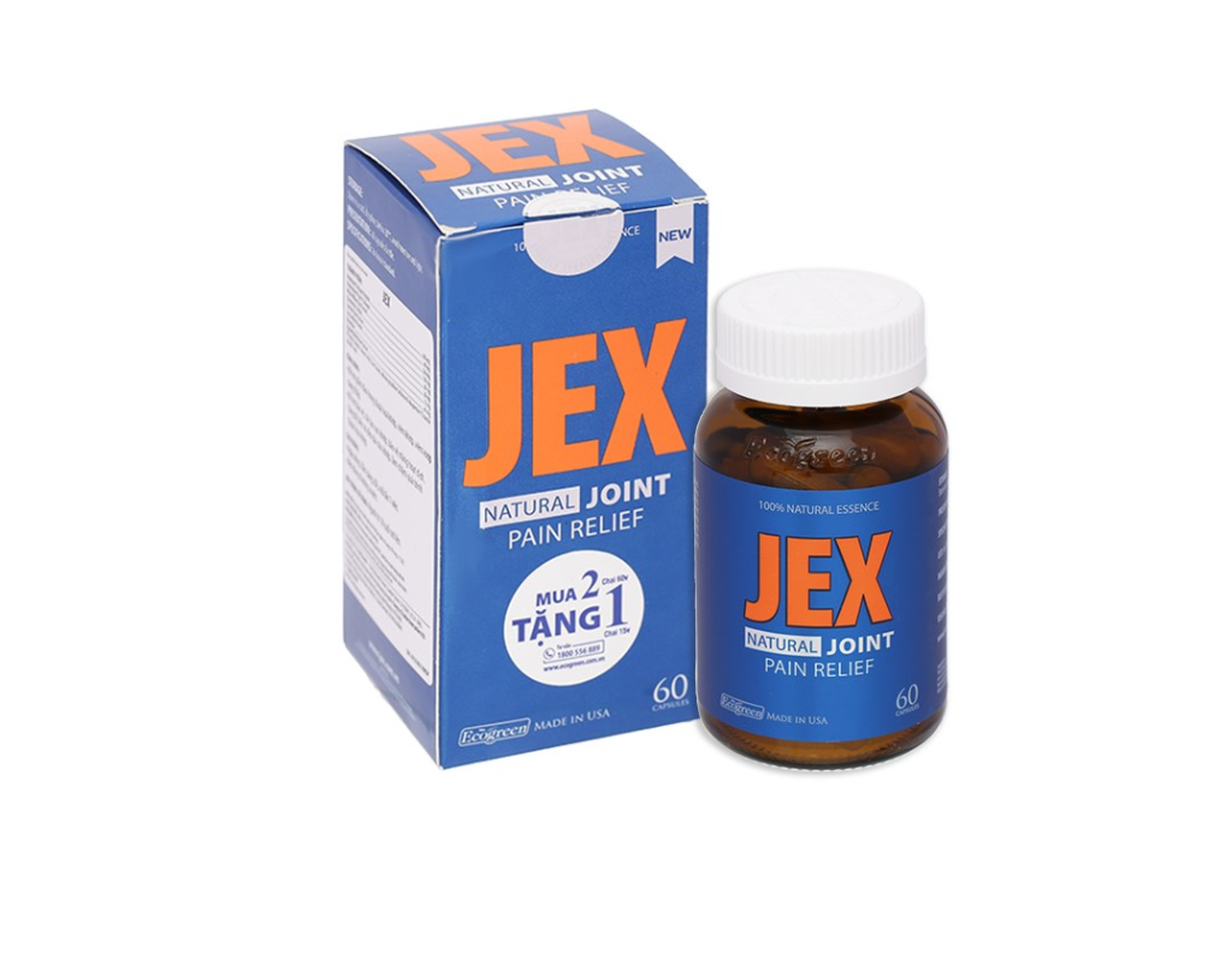 Viên uống Jex Ecogreen hỗ trợ giảm đau trong thoái hoá khớp, viêm khớp (Hộp 60 viên)