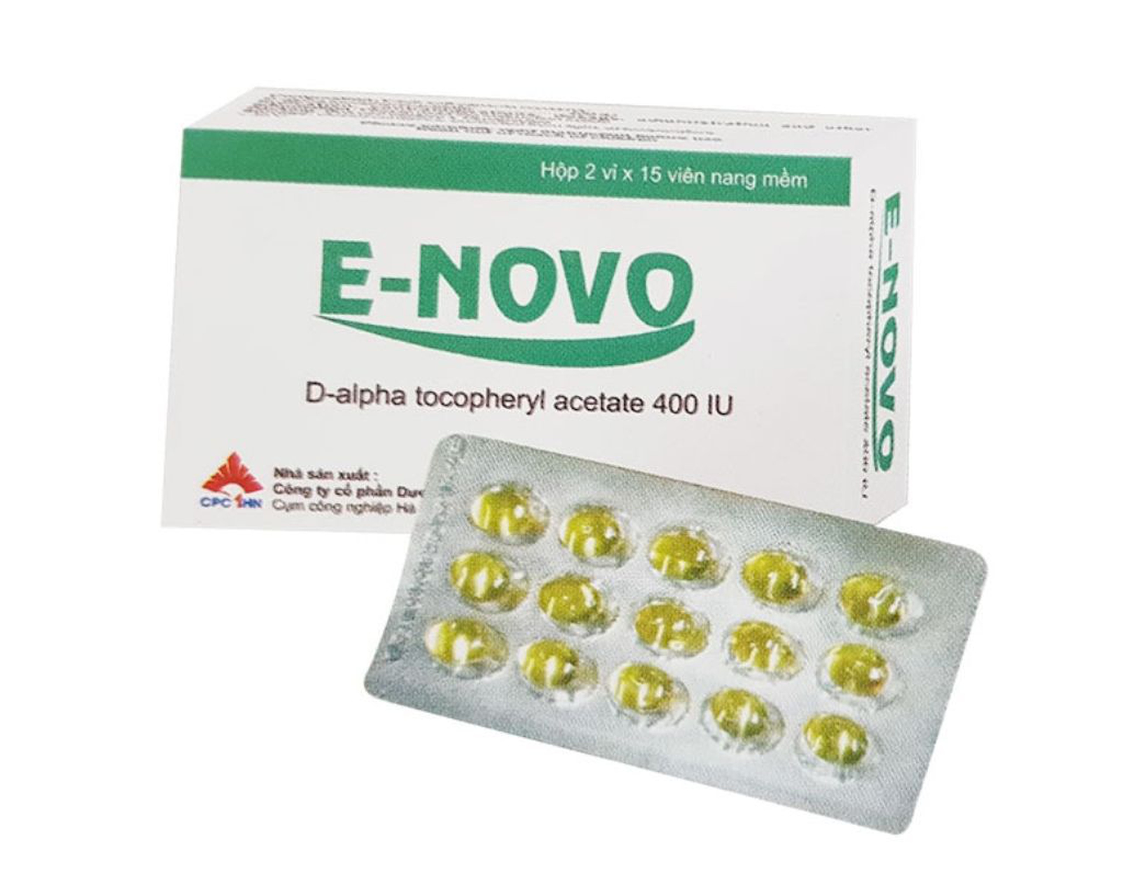 Thuốc E-Novo 400IU phòng và điều trị thiếu vitamin E (Hộp 2 vì x 15 viên)