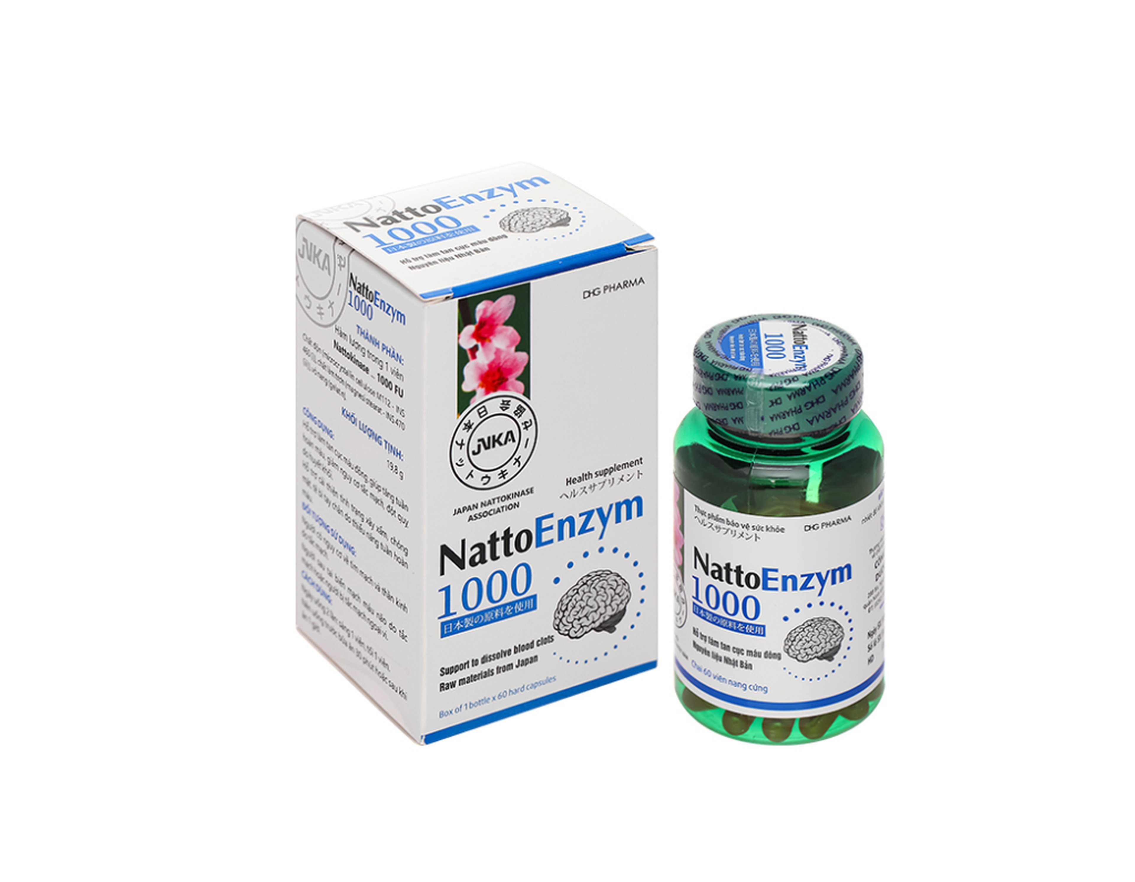 Thực phẩm bảo vệ sức khoẻ Nattoenzym 1000 DHG hỗ trợ giảm hình thành huyết khối (Lọ 60 viên)