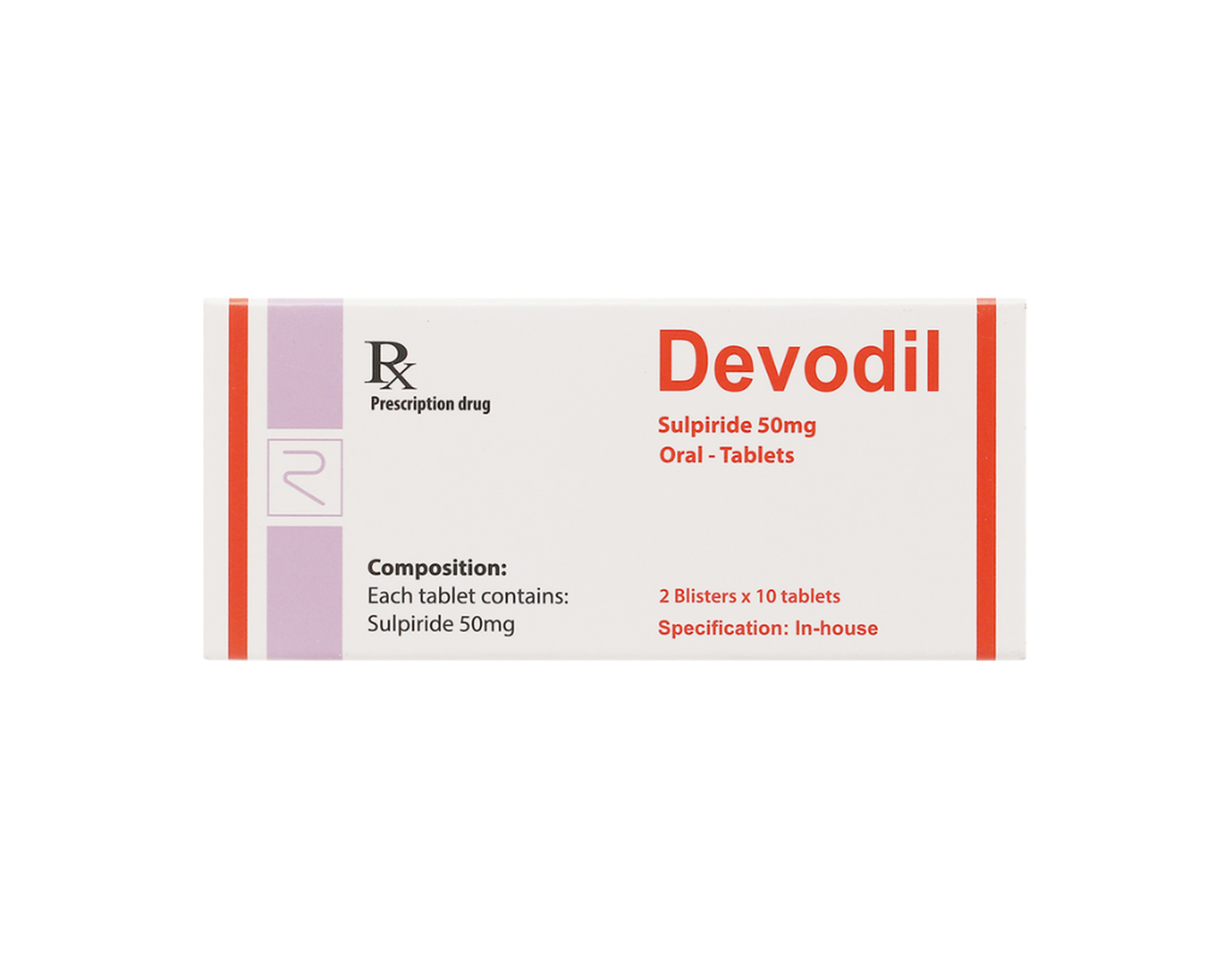Thuốc Devodil 50mg điều trị lo âu, rối loạn hành vi (Hộp 2 vỉ x 10 viên)
