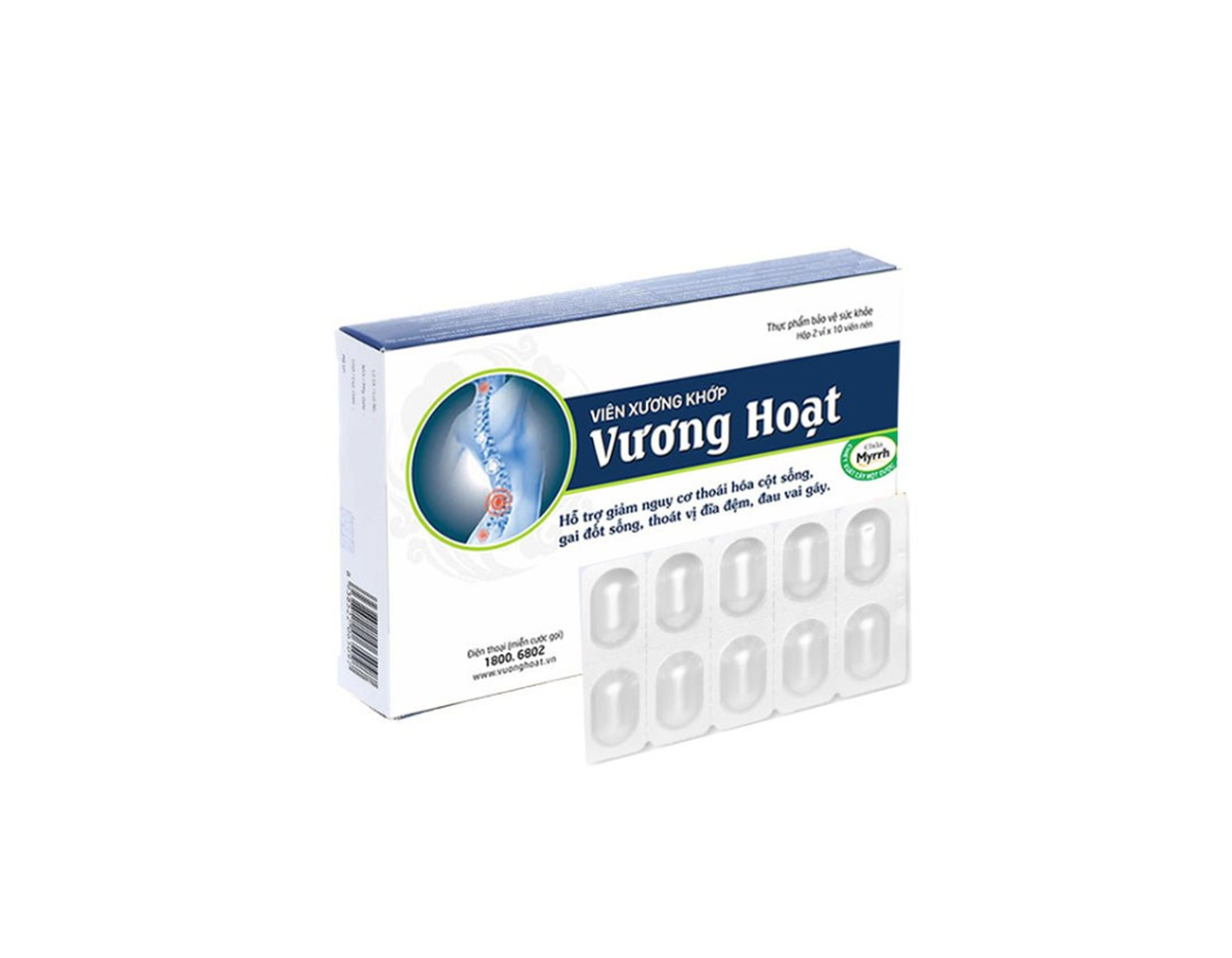 Viên xương khớp Vương Hoạt giảm nguy cơ thoái hóa cột sống, đau vai gáy (Hộp 2 vỉ x 10 viên)