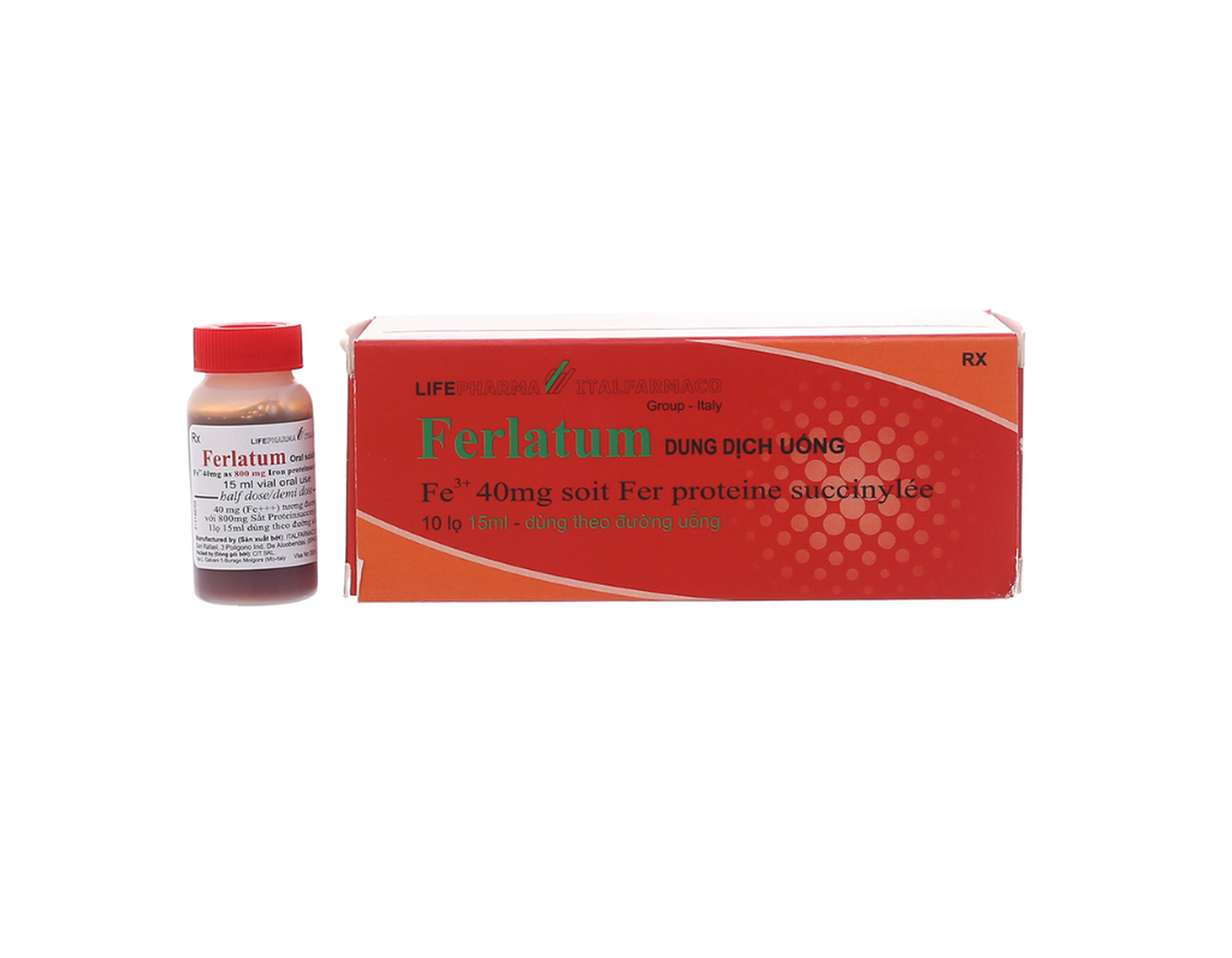 Thuốc Ferlatum Italfarmaco điều trị thiếu sắt (Hộp 10 chai x 15ml)