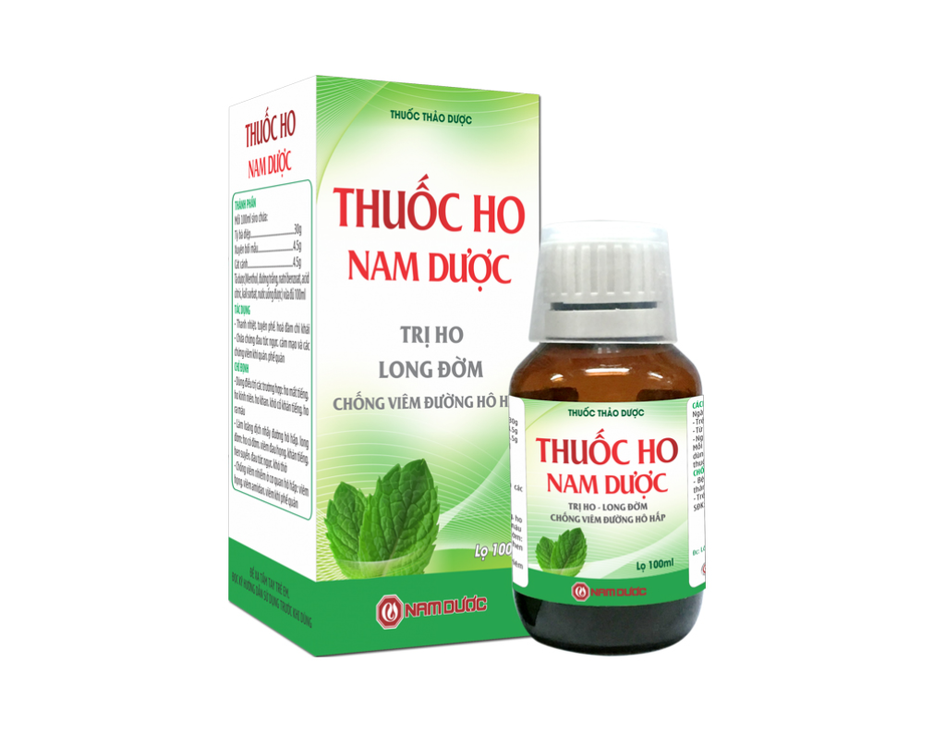 Thuốc ho Nam Dược trị ho long đờm, hỗ trợ điều trị viêm đường hô hấp (Hộp 1 chai 100ml)