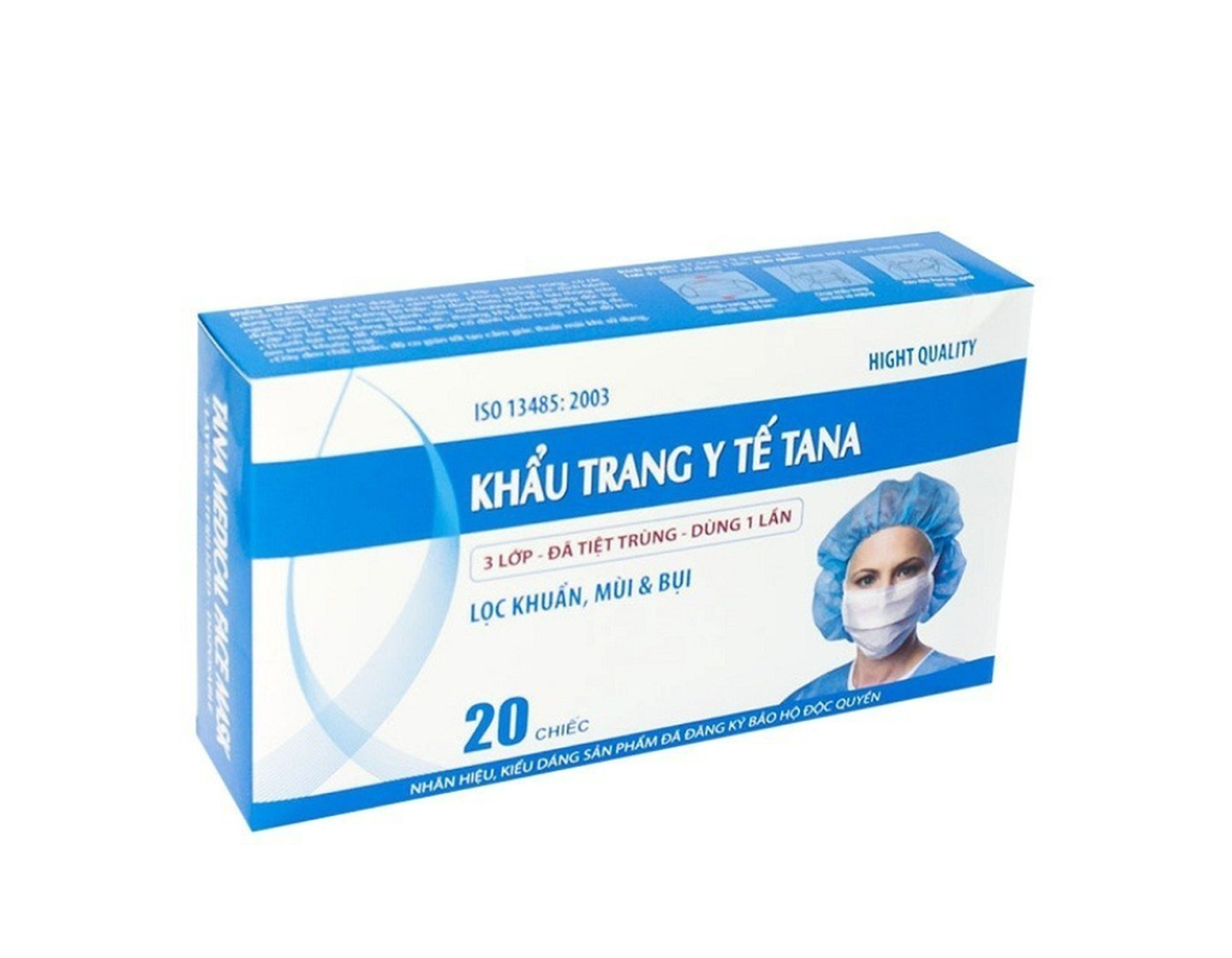 Khẩu trang y tế Tanaphar trắng 3 lớp tiệt trùng( Hộp 50 cái)