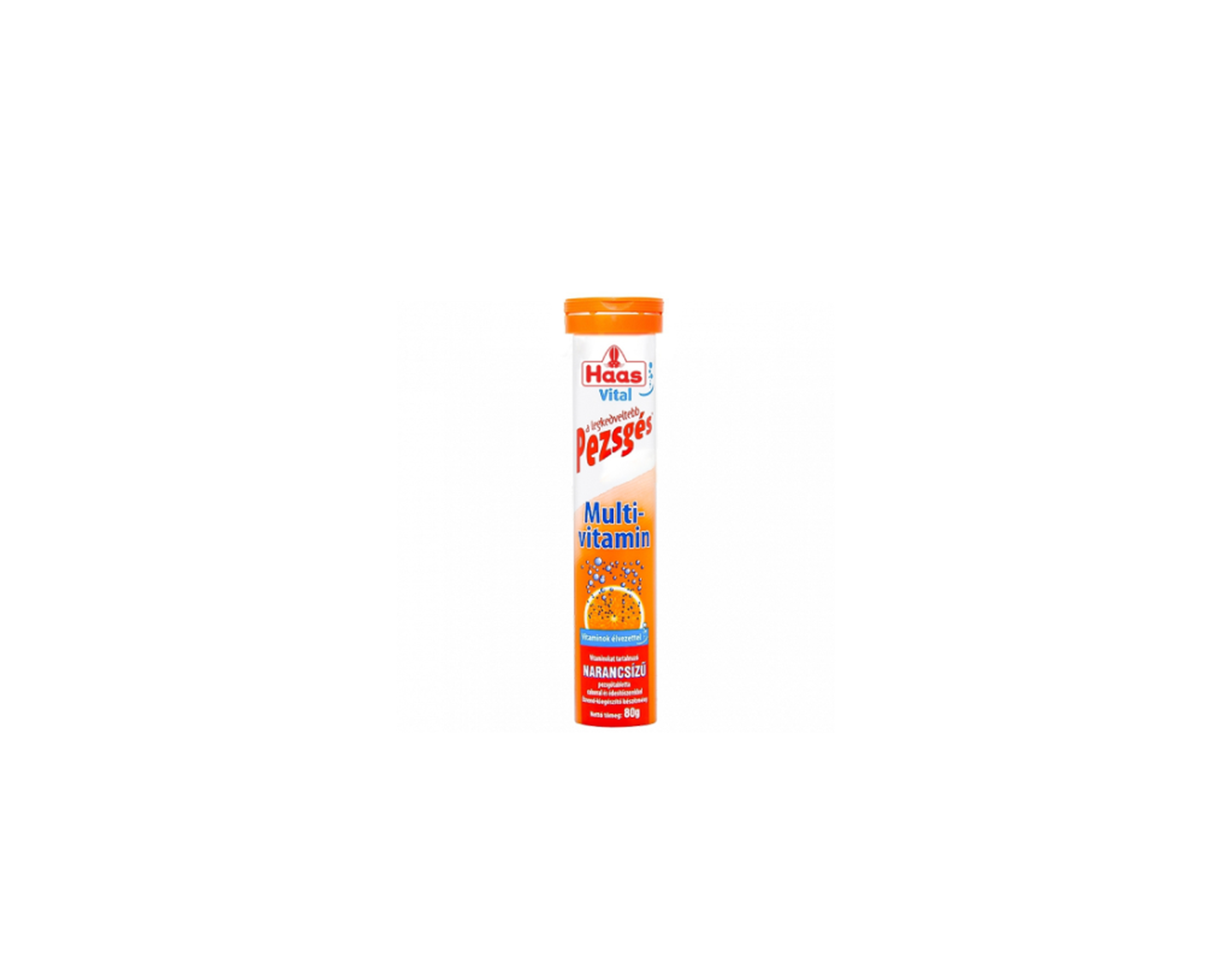 Viên sủi Haas Vital Pezsgés Multi-vitamin hương cam bổ sung vitamin, tăng cường sức đề kháng (Lọ 20 viên)