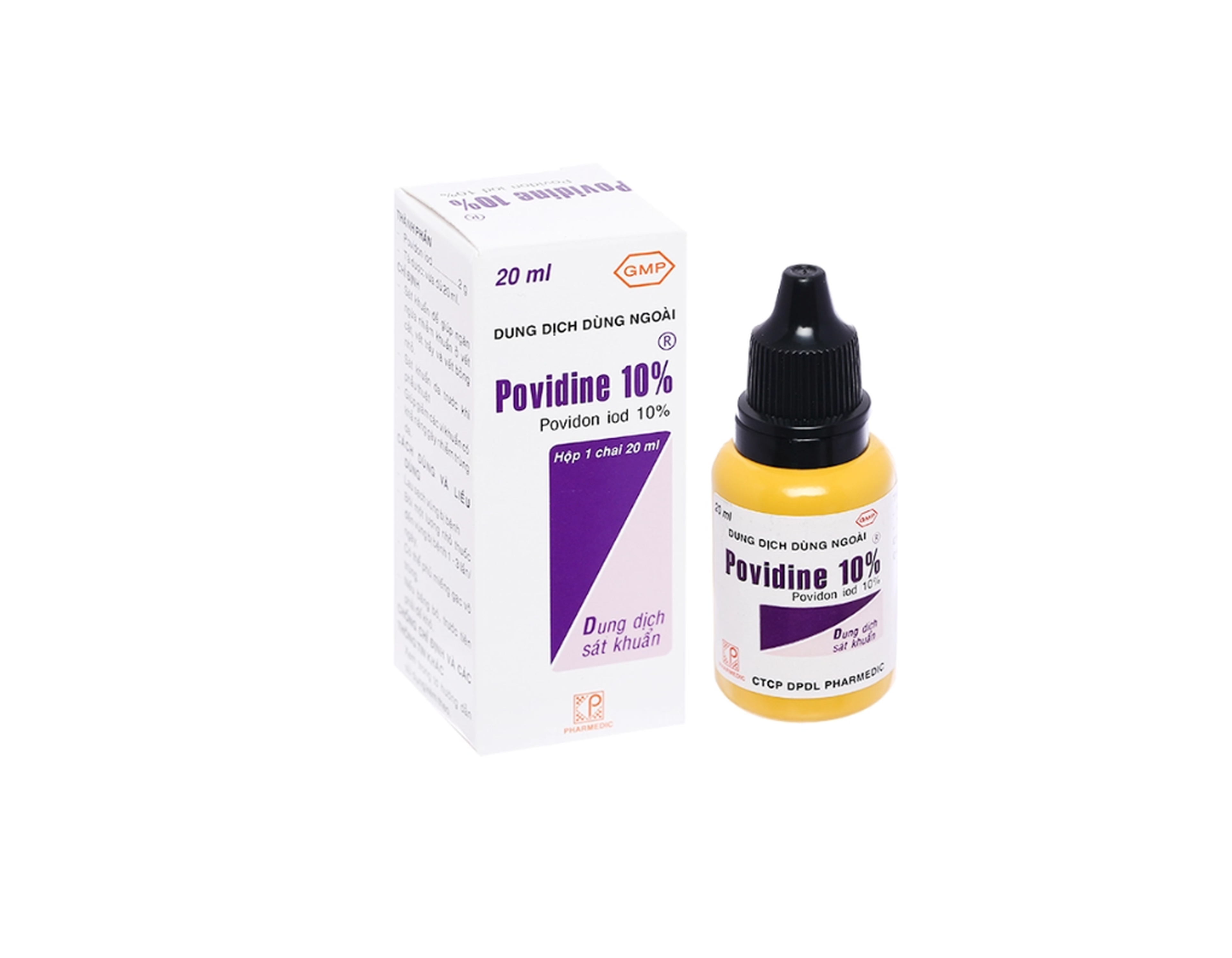 Dung dịch sát khuẩn Povidine 10% ngừa nhiễm khuẩn vết thương (Hộp 1 lọ 20ml)
