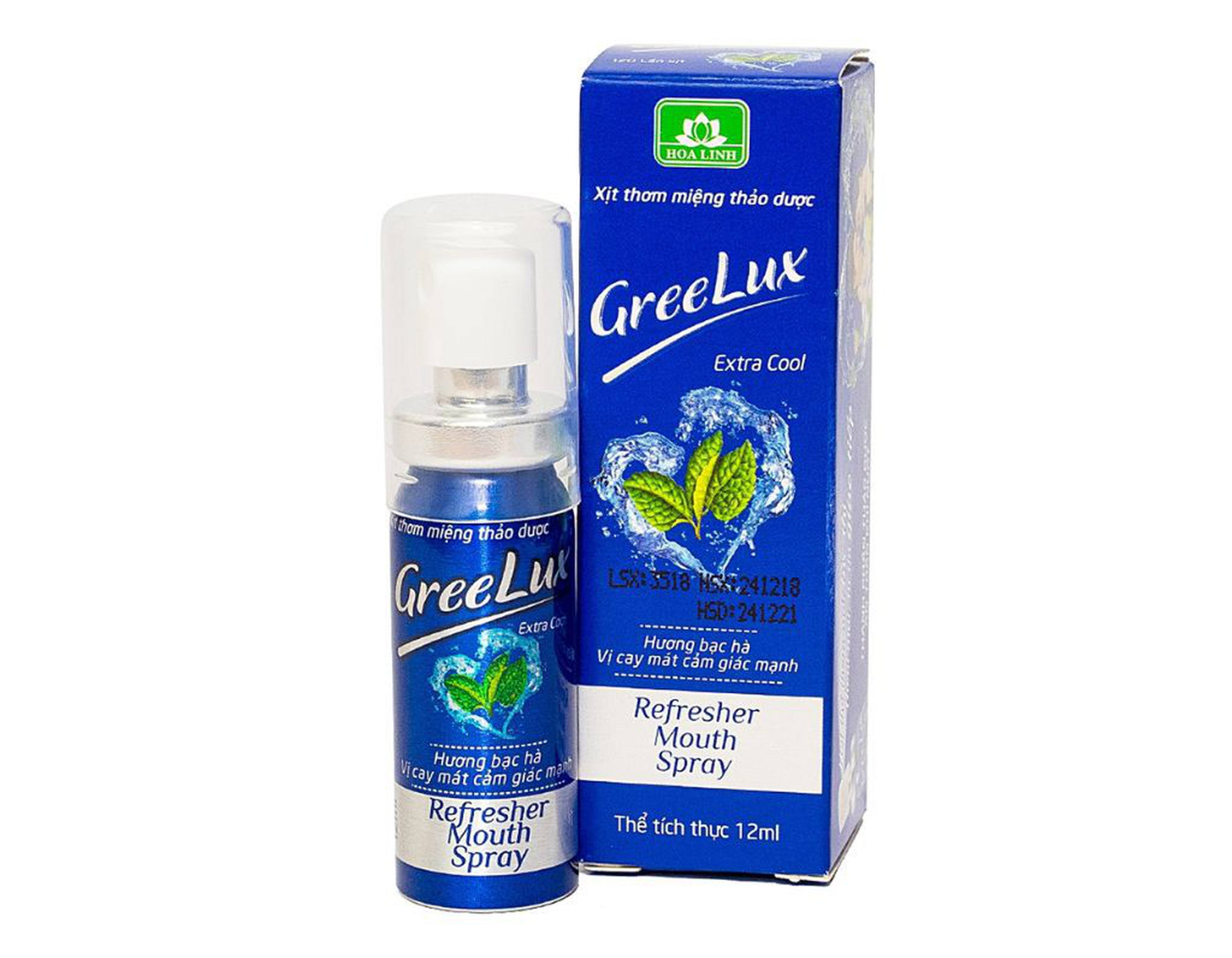 Xịt thơm miệng thảo dược GreeLux Extra Cool làm thơm miệng tức thì (lọ 12ml)