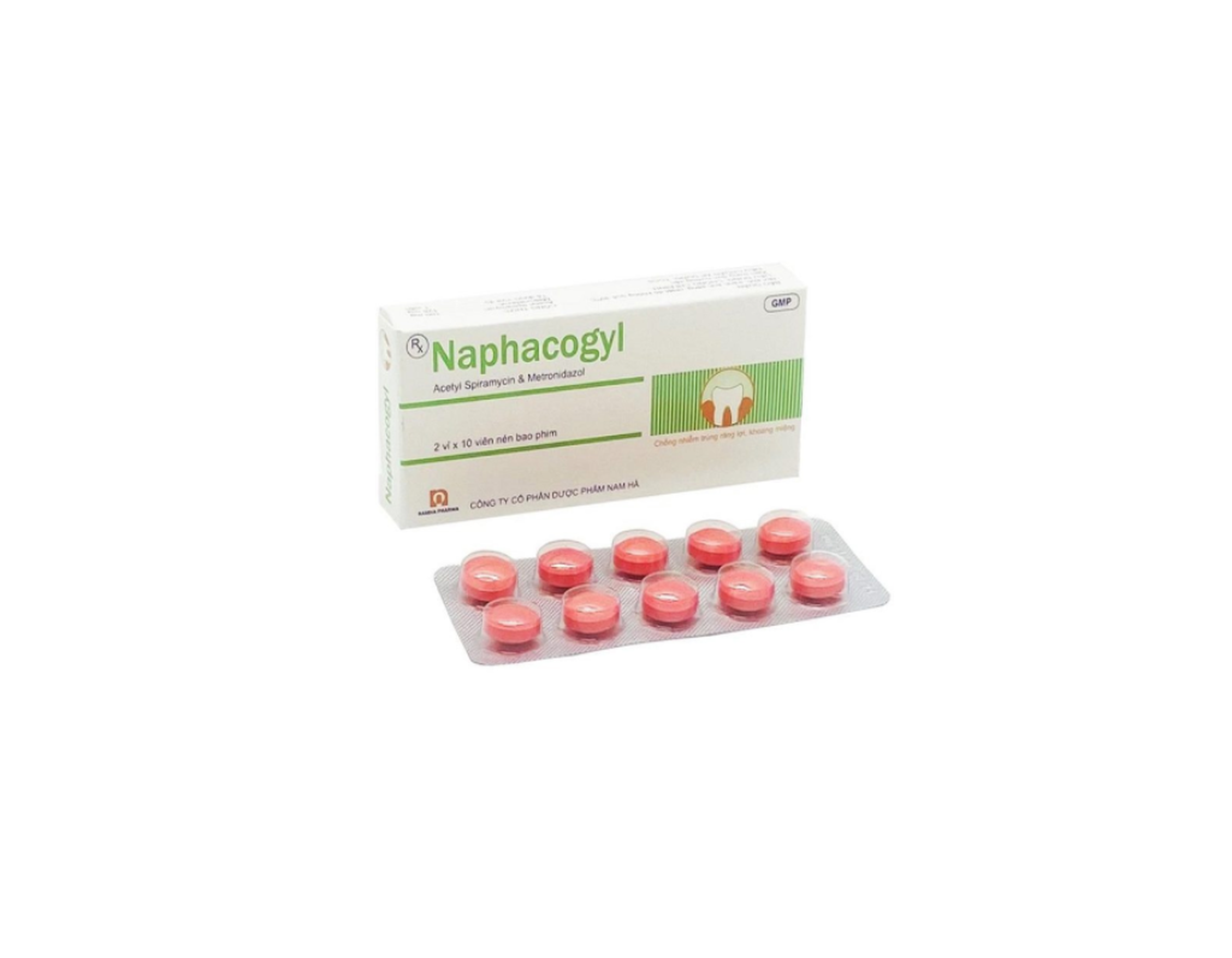 Thuốc Naphacogyl phòng và điều trị nhiễm khuẩn răng miệng (Hộp 2 vỉ x 10 viên)