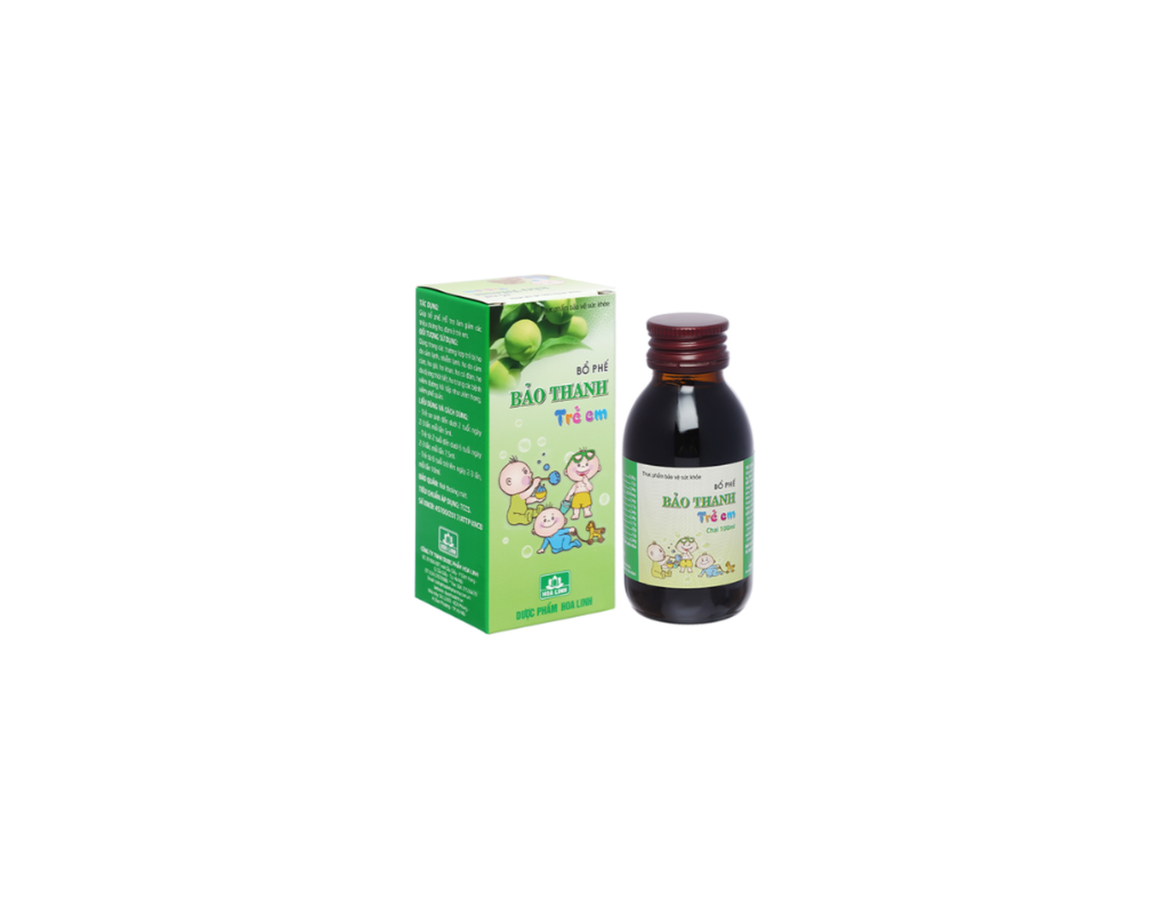 Siro bổ phế Bảo Thanh trẻ em Hoa Linh điều trị ho do cảm lạnh, cảm cúm (Hộp 1 lọ 100ml)