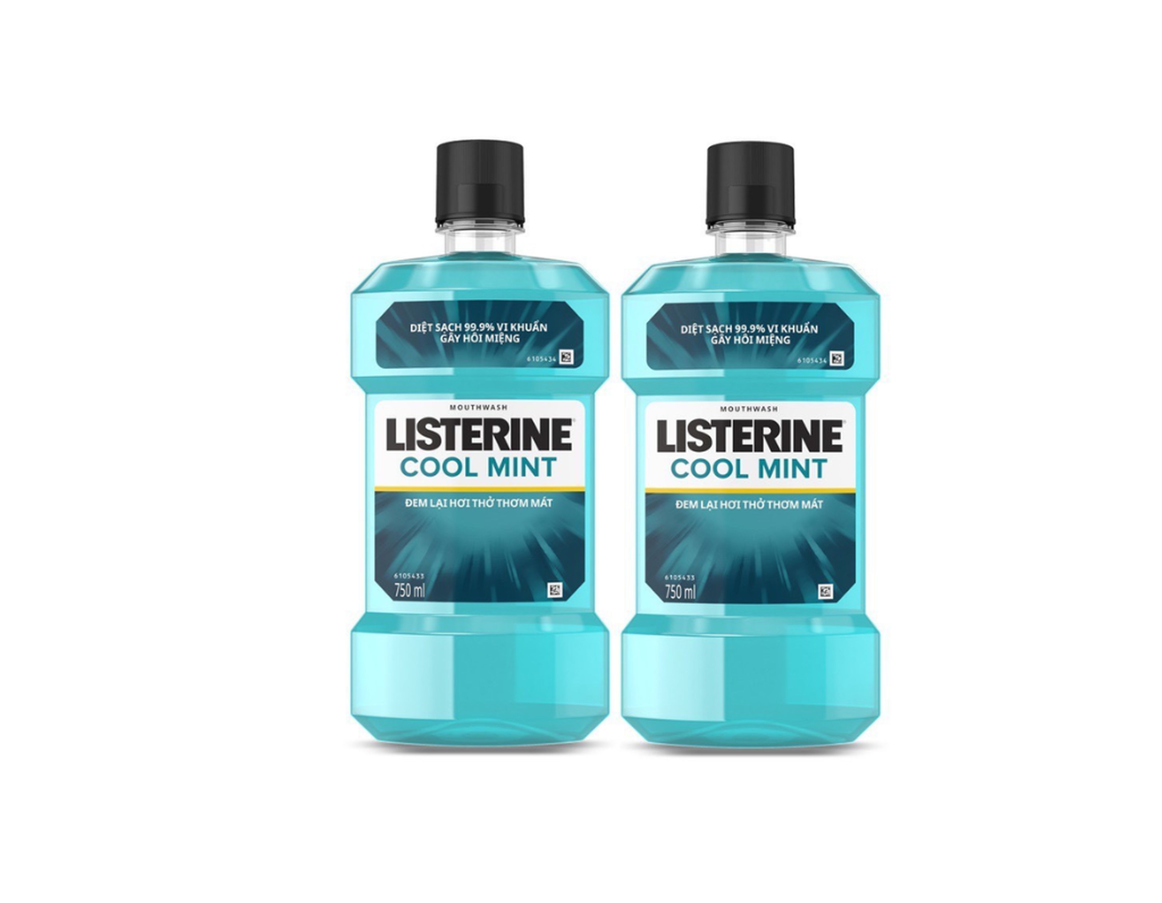 Nước súc miệng Listerine Cool Mint giúp hơi thở thơm mát (Bộ 2 chai 250ml)