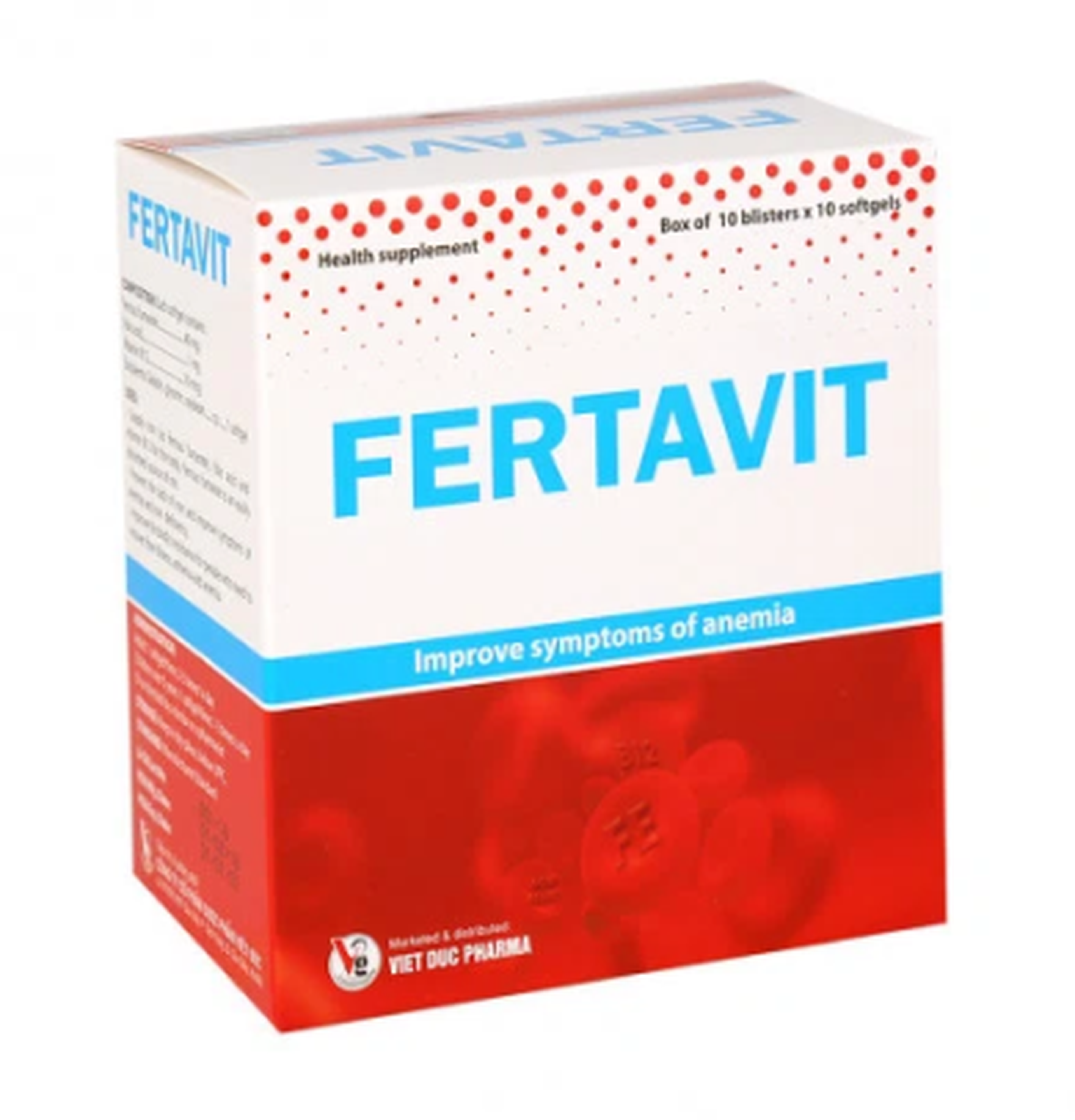 Viên uống Fertavit hỗ trợ cho quá trình tạo máu, hỗ trợ giảm thiếu máu do thiếu sắt  (Hộp 10 vỉ x 10 viên)