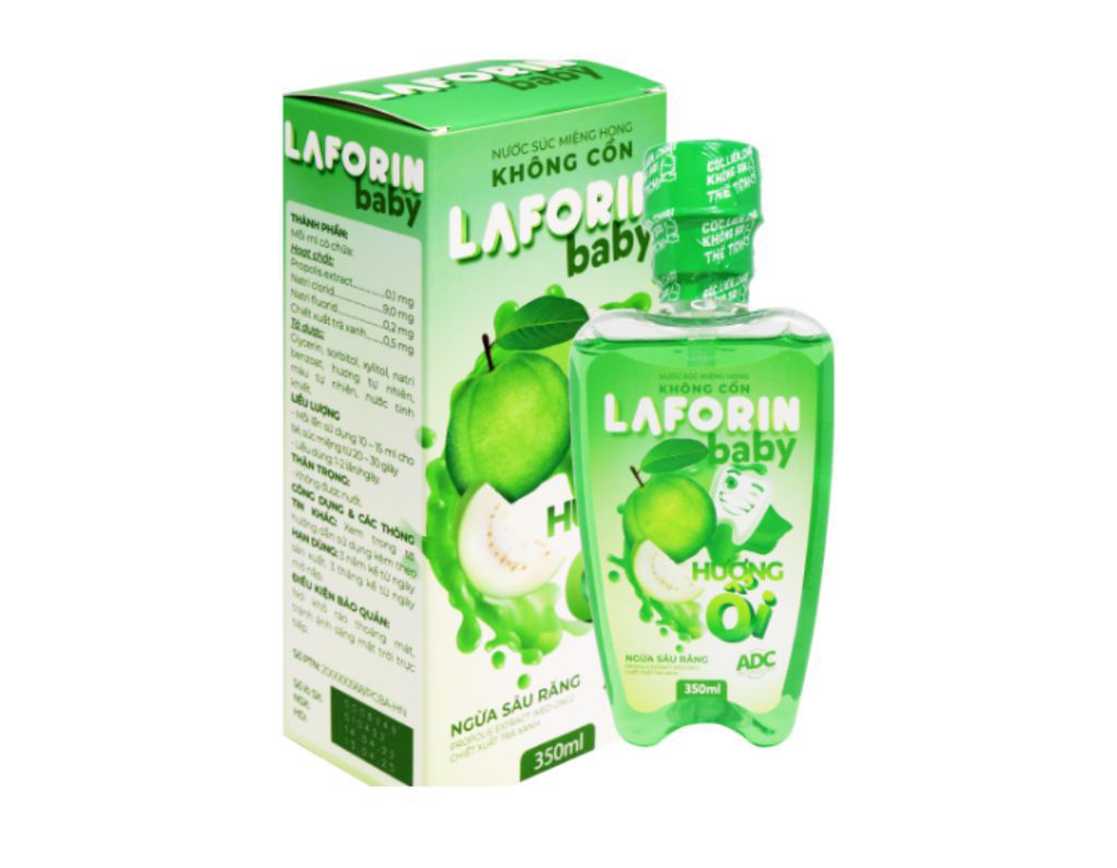 Nước súc miệng trẻ em Laforin Baby hương ổi ngăn ngừa sâu răng cho trẻ em (Chai 350ml)