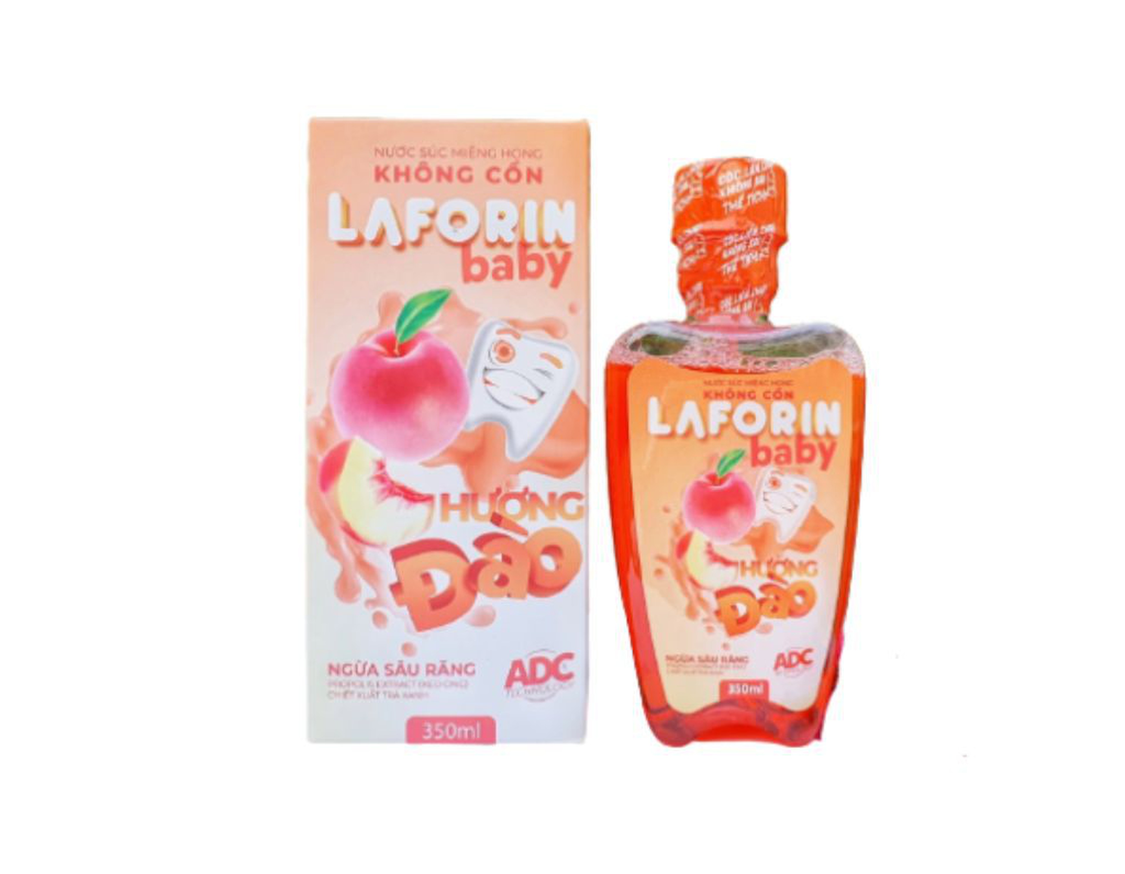 Nước súc miệng trẻ em Laforin Baby hương đào ngăn ngừa sâu răng (Chai 350ml)