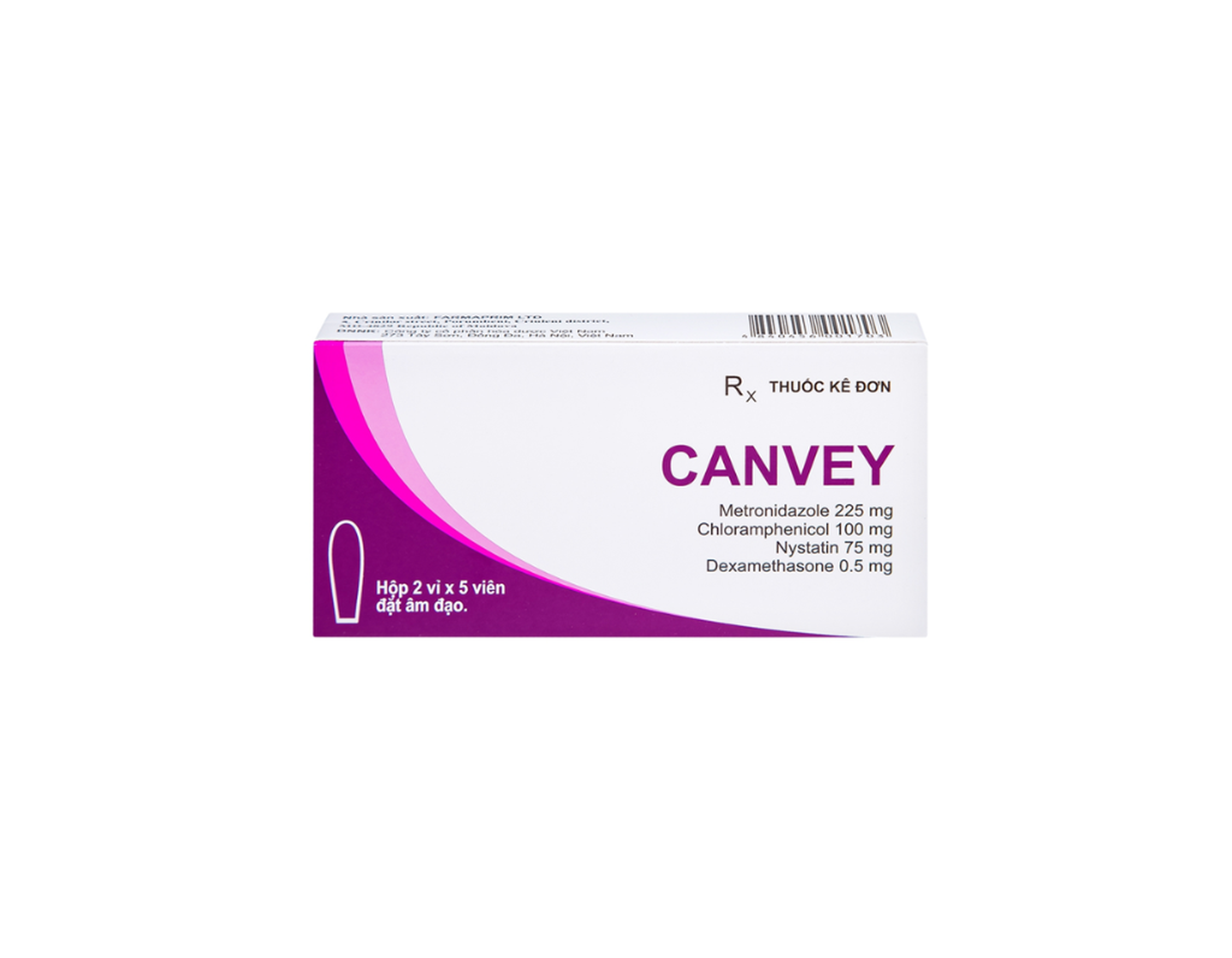 Thuốc đặt Canvey điều trị nhiễm khuẩn hỗn hợp tại âm đạo (Hộp 2 vỉ x 5 viên)