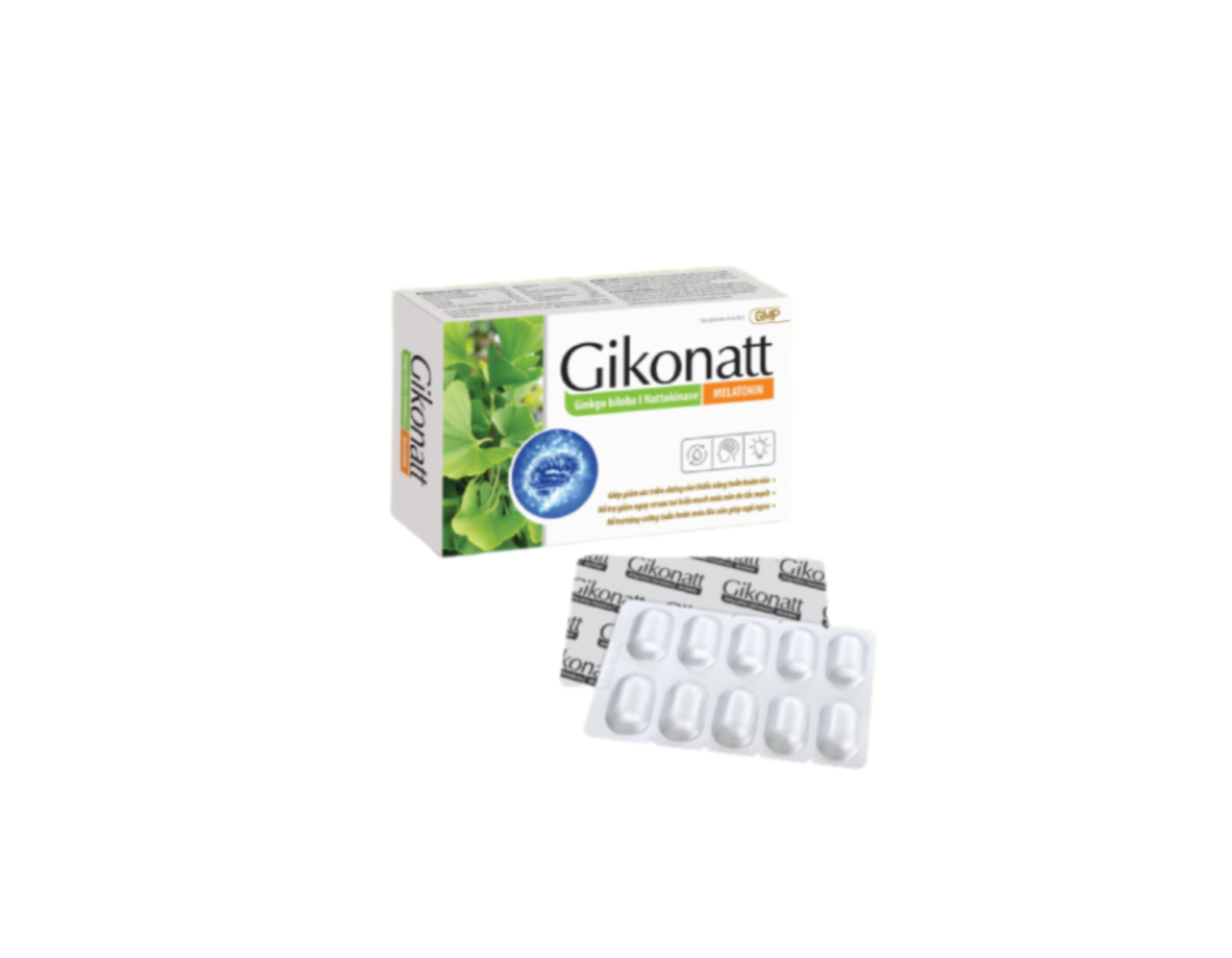 Viên uống Ginkonatt giúp tăng cường lưu thông máu não (Hộp 3 vỉ x 10 viên)