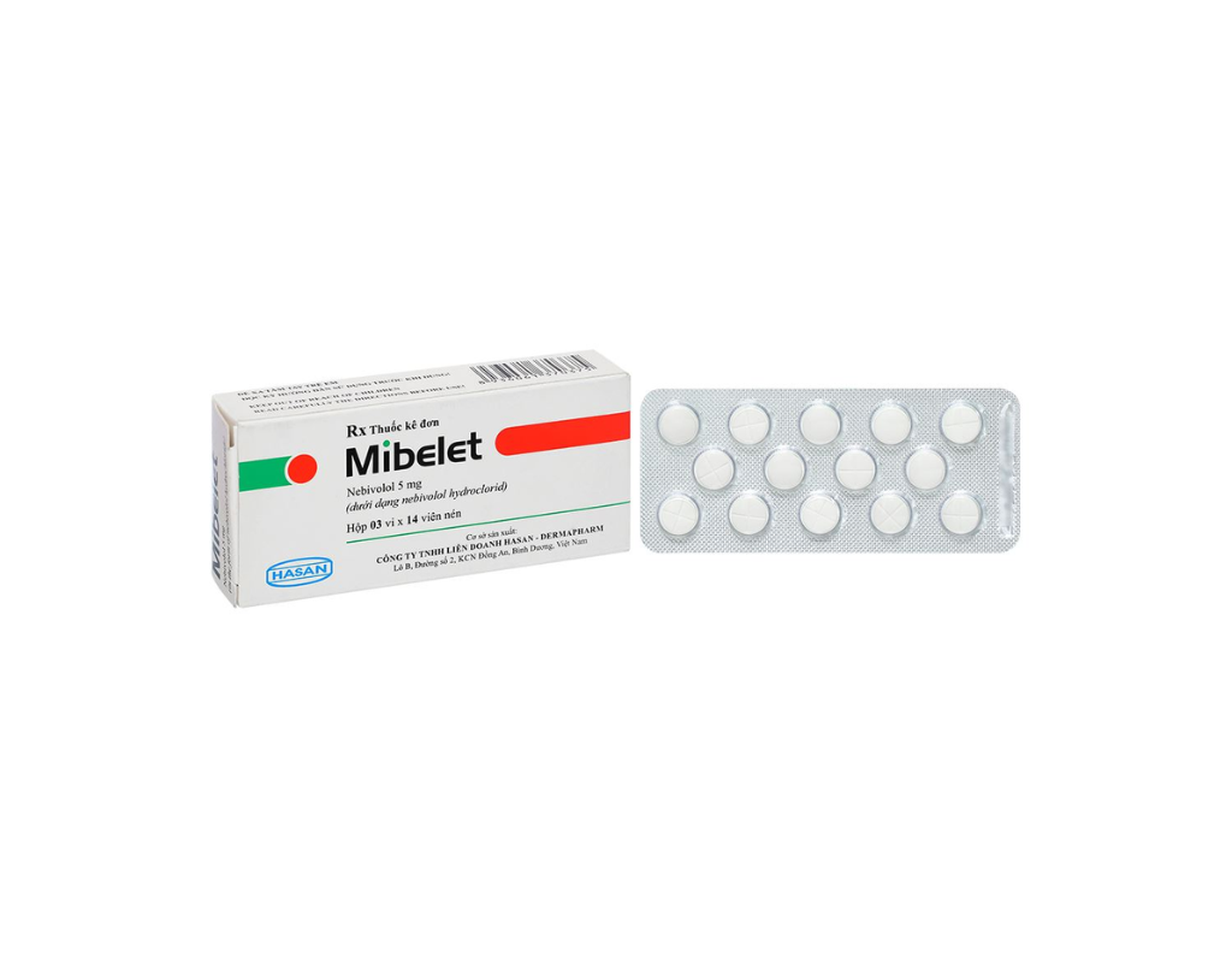 Thuốc Mibelet 5mg điều trị tăng huyết áp, suy tim (hộp 3 vỉ x 14 viên)