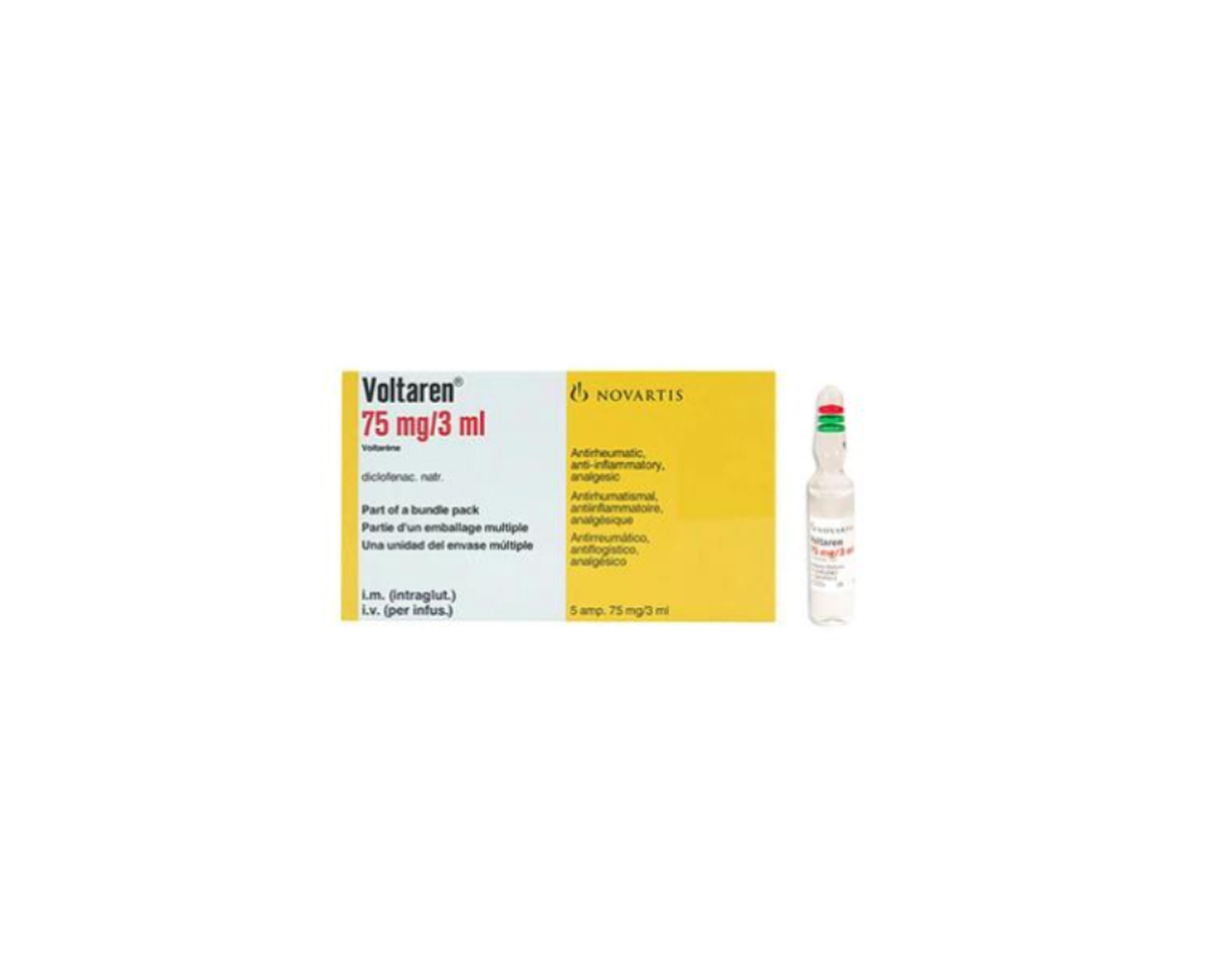 Thuốc tiêm Voltaren 75mg/3ml điều trị thoái hóa xương khớp (hộp 1 vỉ x 5 ống)