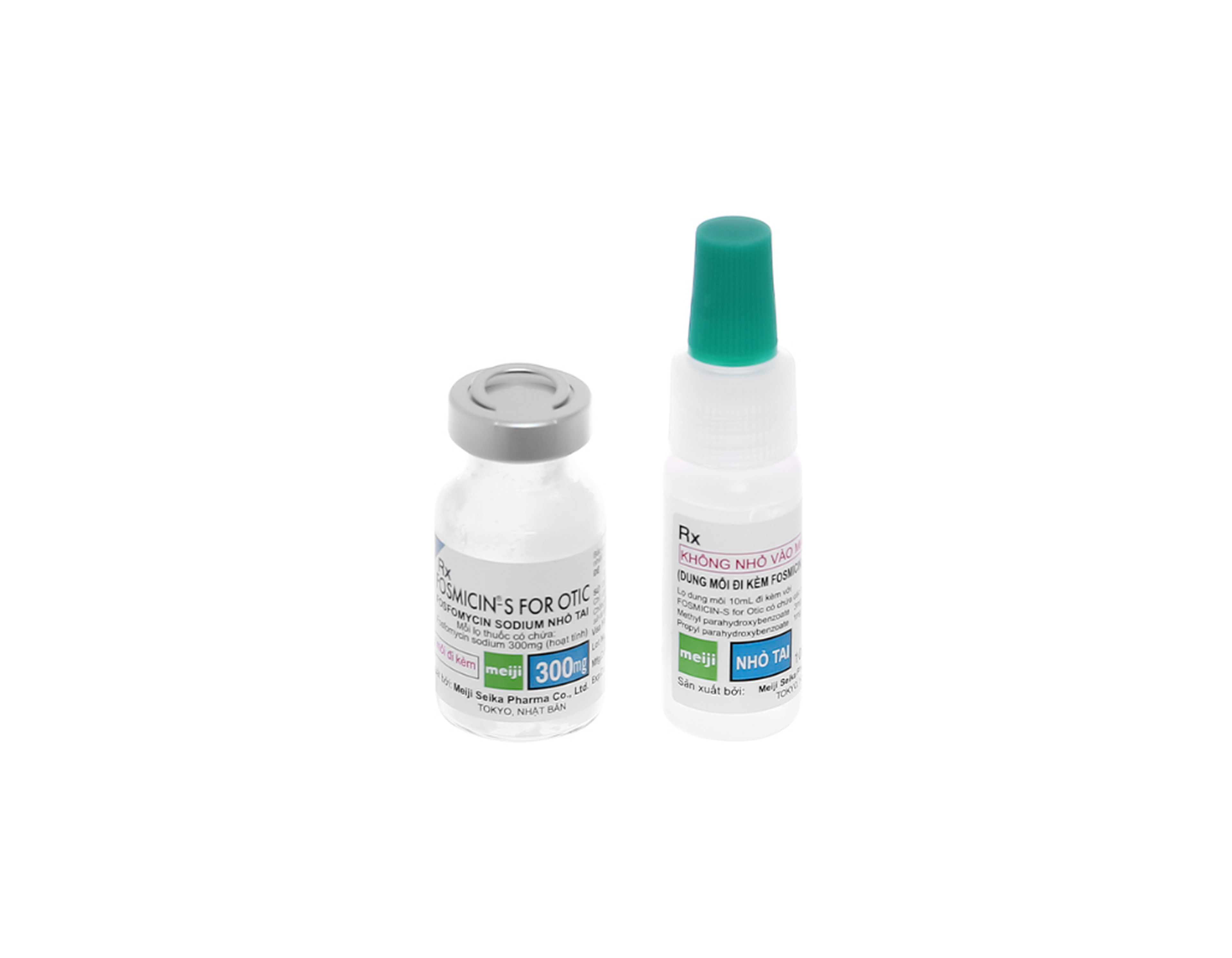Thuốc nhỏ tai Fosmicin-S for Otic 300mg điều trị viêm tai (lọ bột + dung môi) 