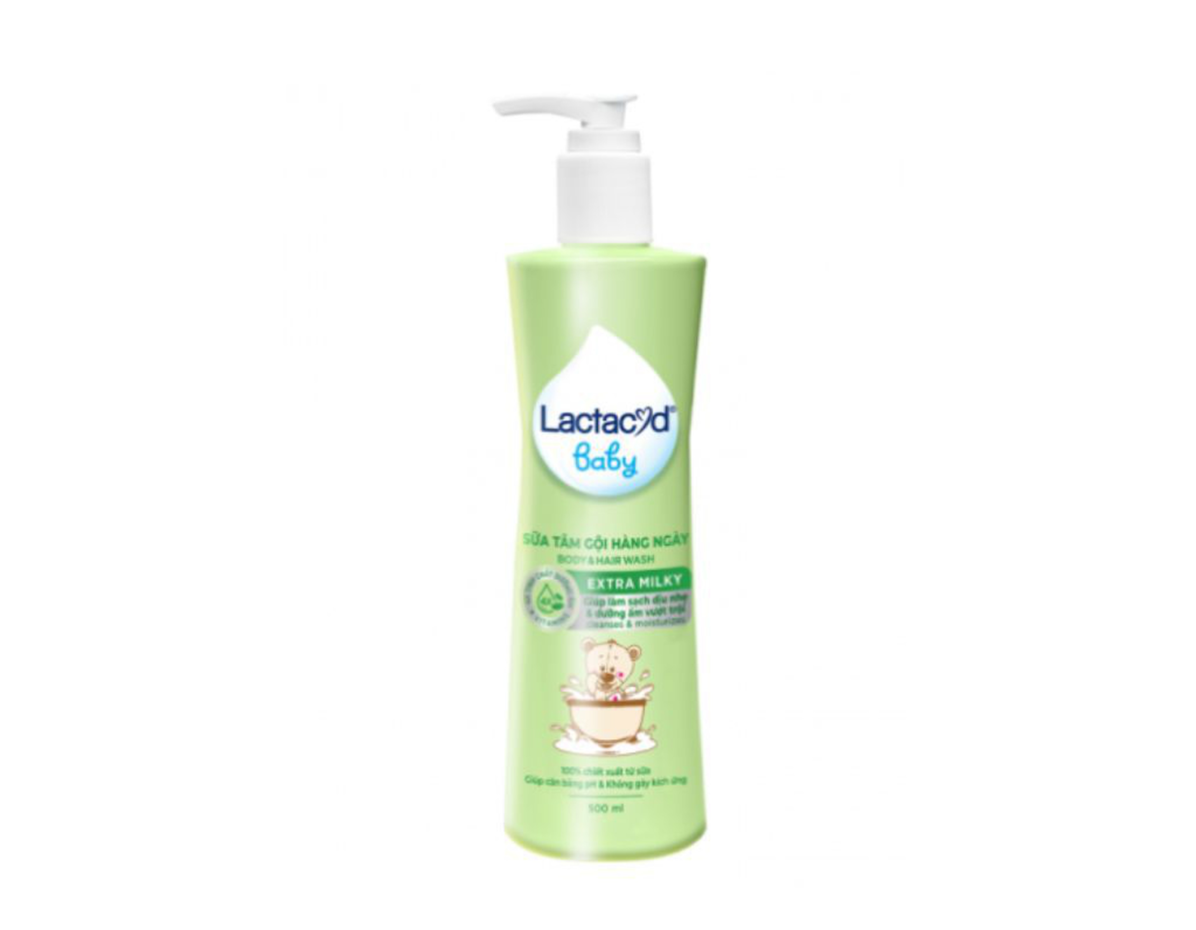 Sữa tắm gội Lactacyd baby Extra Milky làm sạch da, ngăn ngừa rôm sẩy (Chai 500ml)