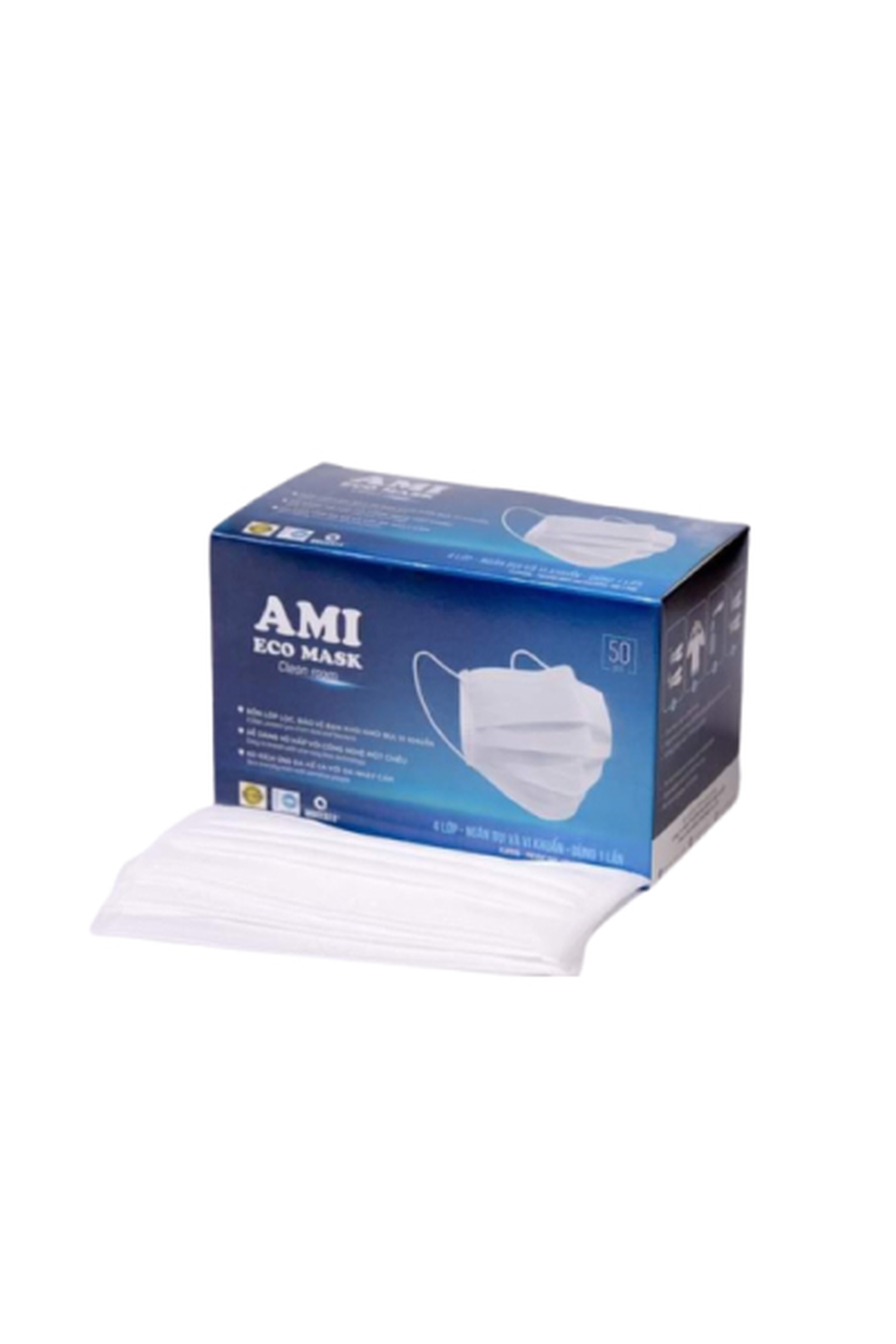Khẩu trang AMI ECO trắng hỗ trợ ngăn bụi và vi khuẩn (Hộp 50 chiếc)