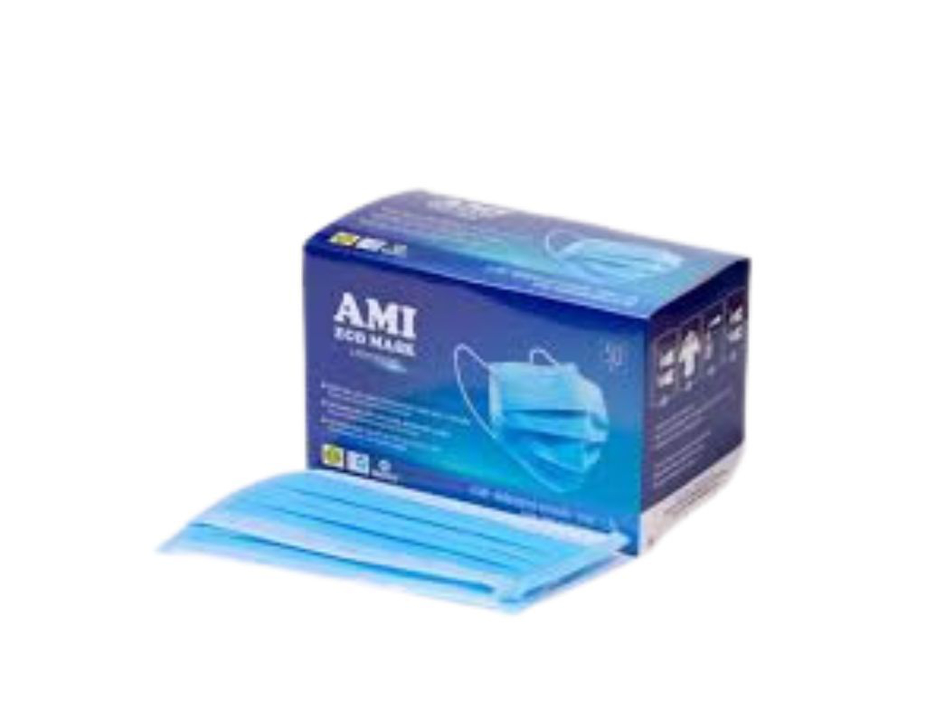 Khẩu trang Ami Eco màu xanh hỗ trợ ngăn bụi và vi khuẩn (Túi 10 chiếc)