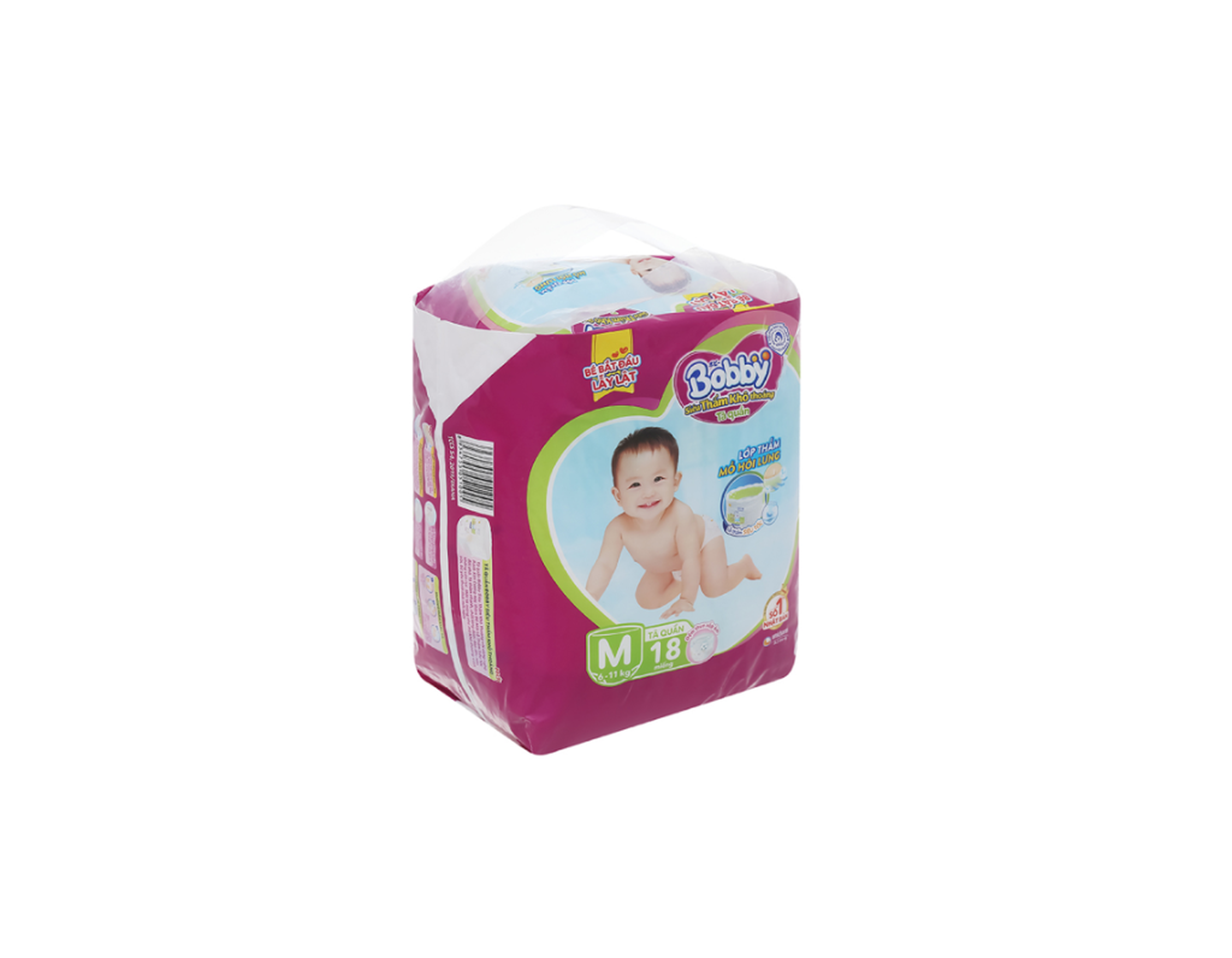 Tã quần Bobby siêu mỏng khô thoáng size M (gói 18 miếng)