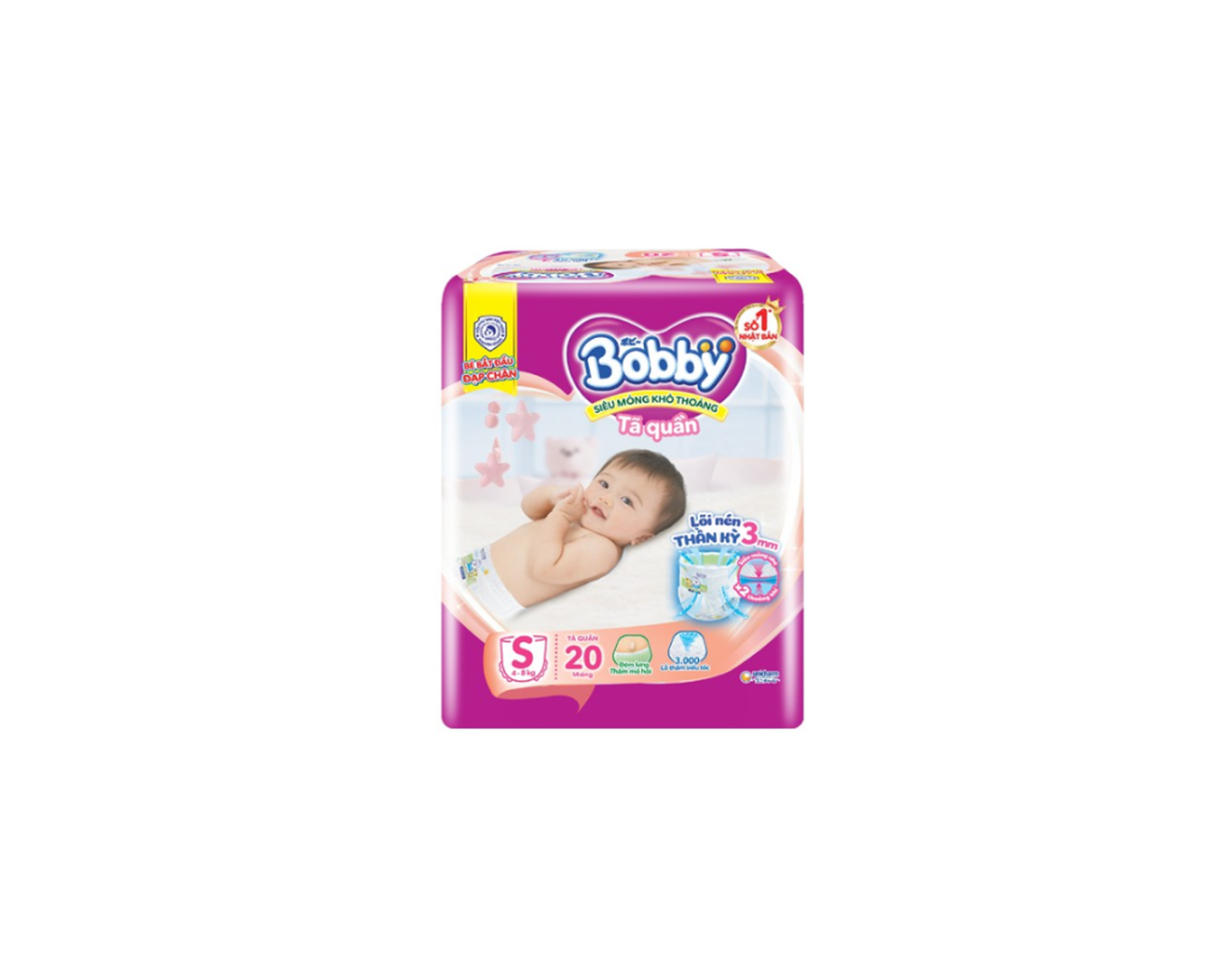 Tã quần Bobby siêu mỏng khô thoáng size S (gói 20 miếng)