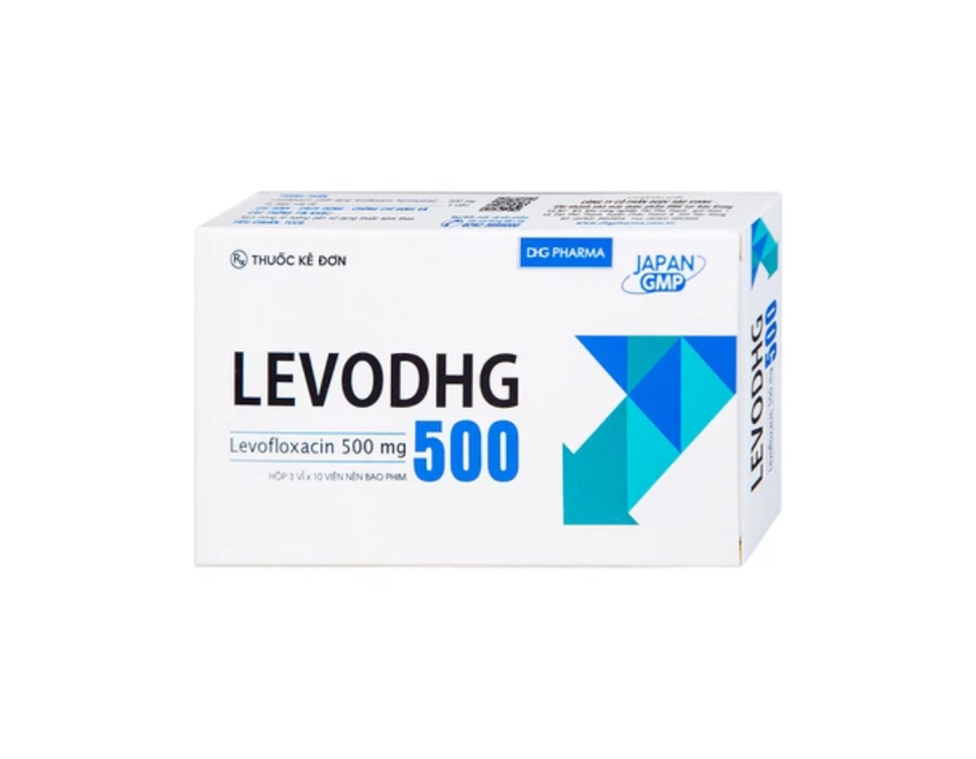 Thuốc LevoDHG 500 điều trị các chứng nhiễm khuẩn, viêm phổi, viêm tiền liệt tuyến (Hộp 3 vỉ x 10 viên)
