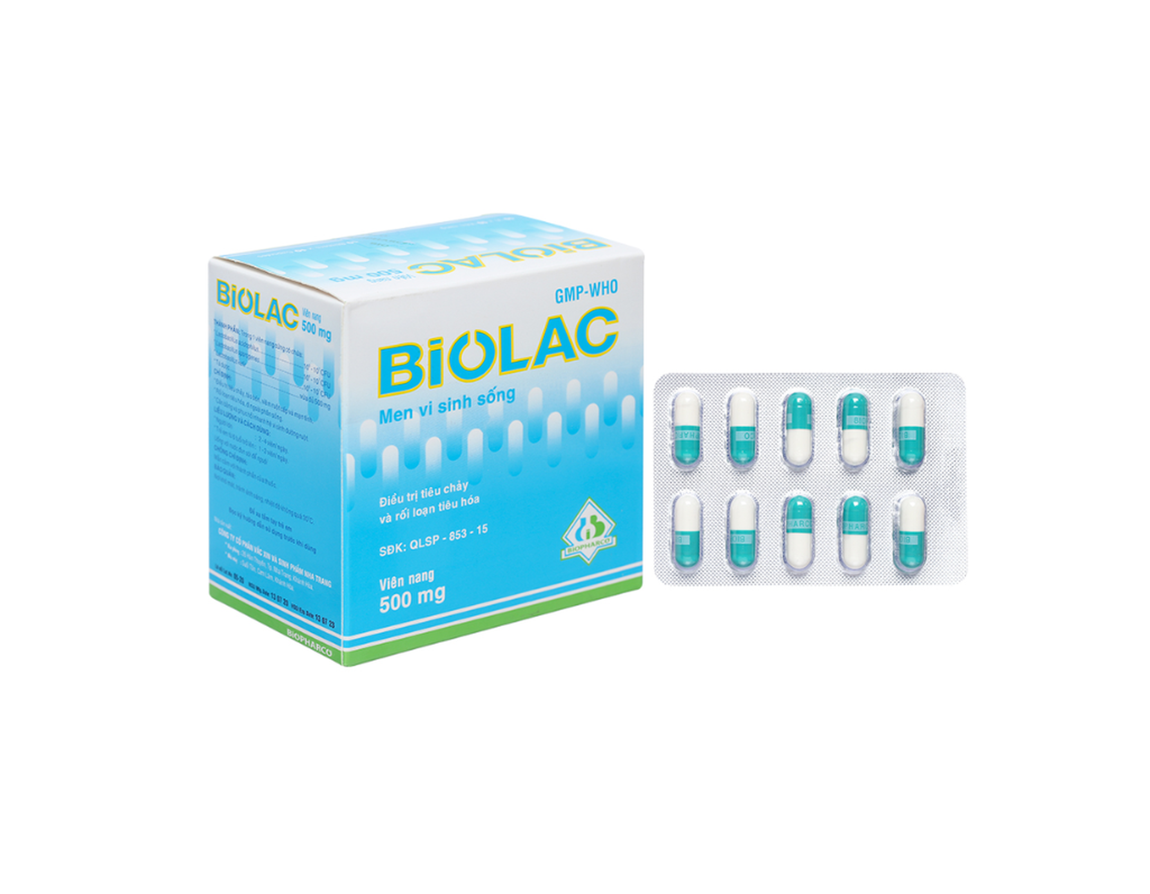 Men vi sinh Biolac 500mg Cap bổ sung vi sinh, trị tiêu chảy, táo bón ( hộp 10 vỉ x 10 viên)