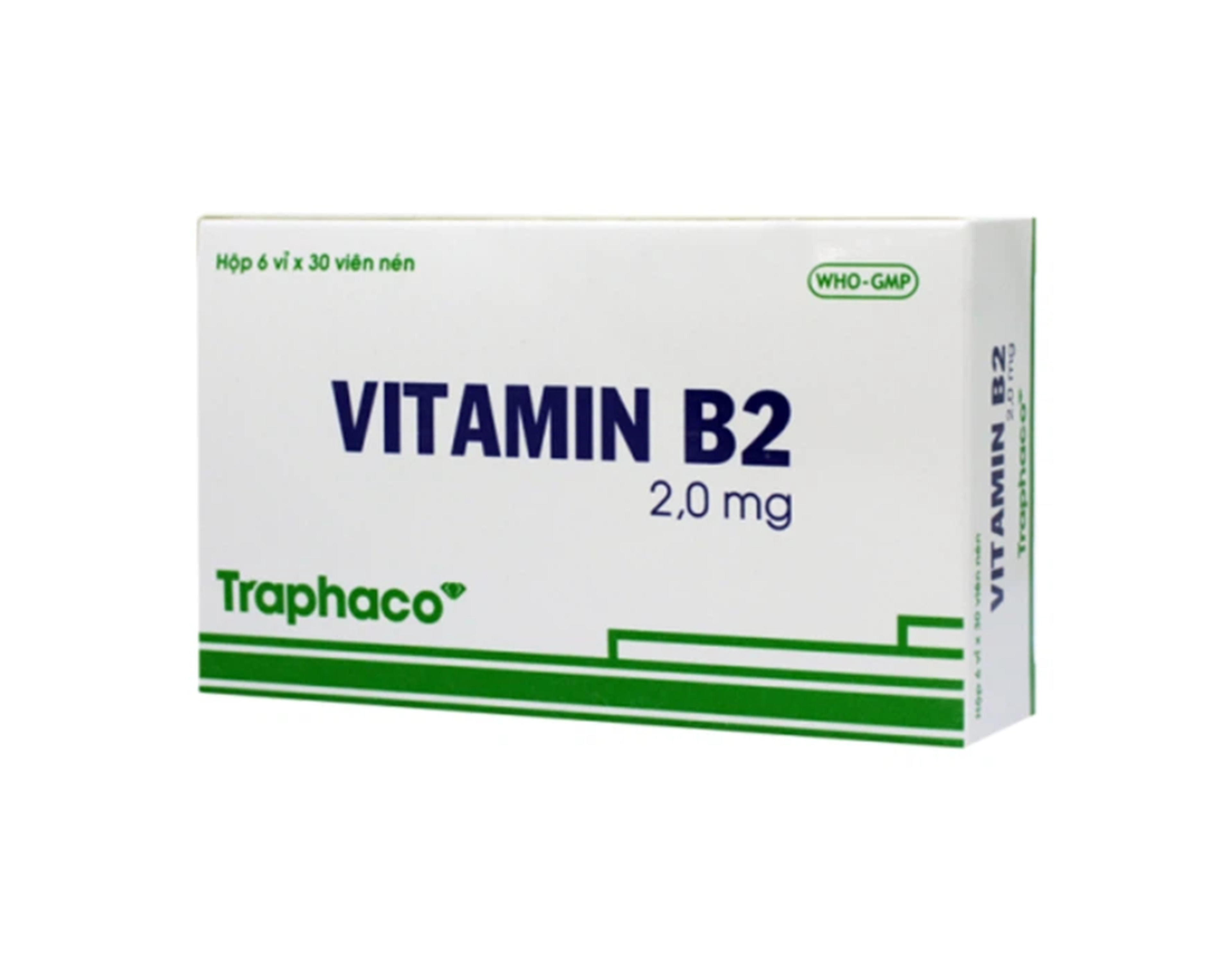Thuốc Vitamin B2 2.0mg Traphaco phòng và điều trị khi thiếu Vitamin B2 (Hộp 6 vỉ x 30 viên)