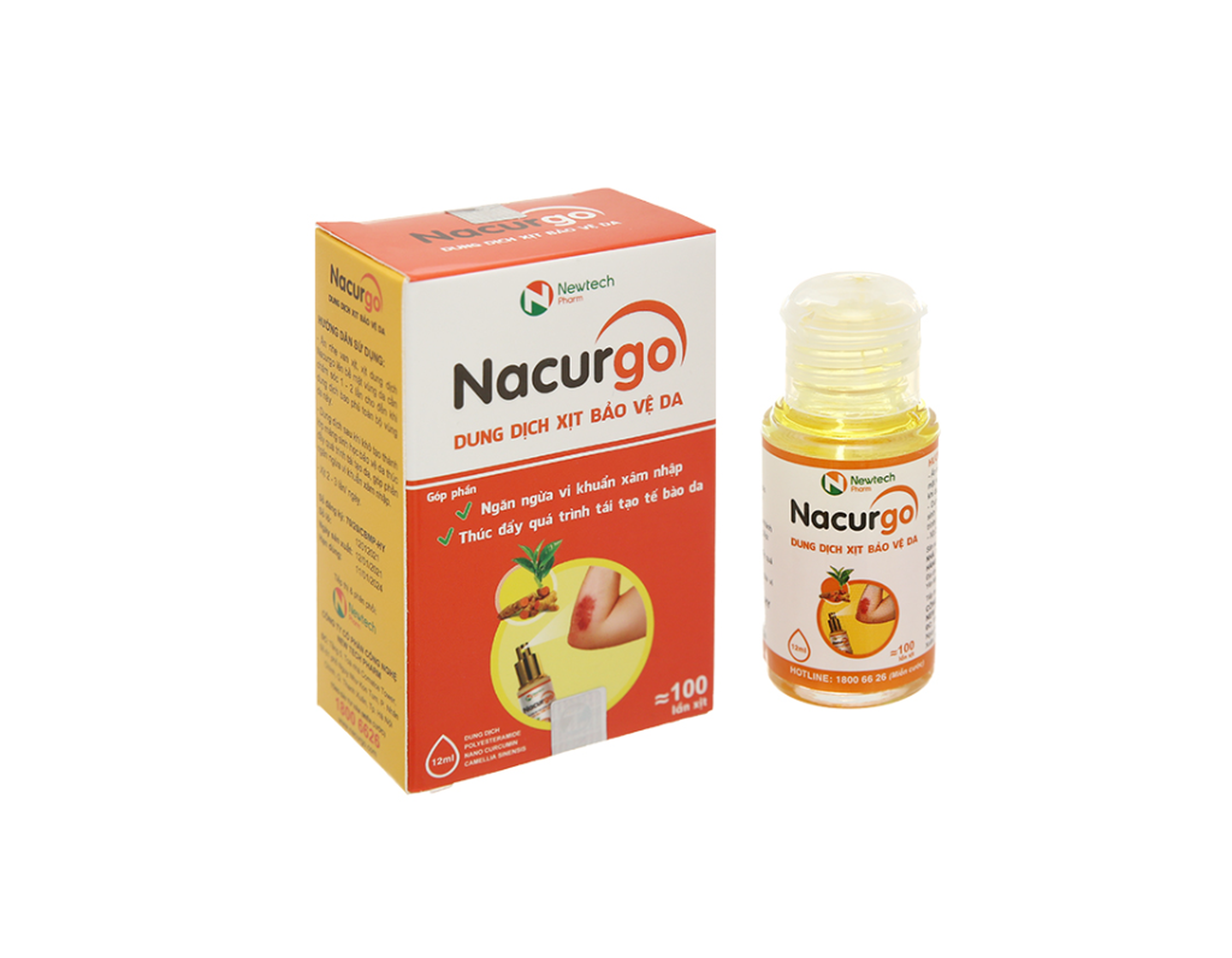 Dung dịch xịt vết thương Nacurgo Spray bảo vệ vết thương (Lọ12ml)