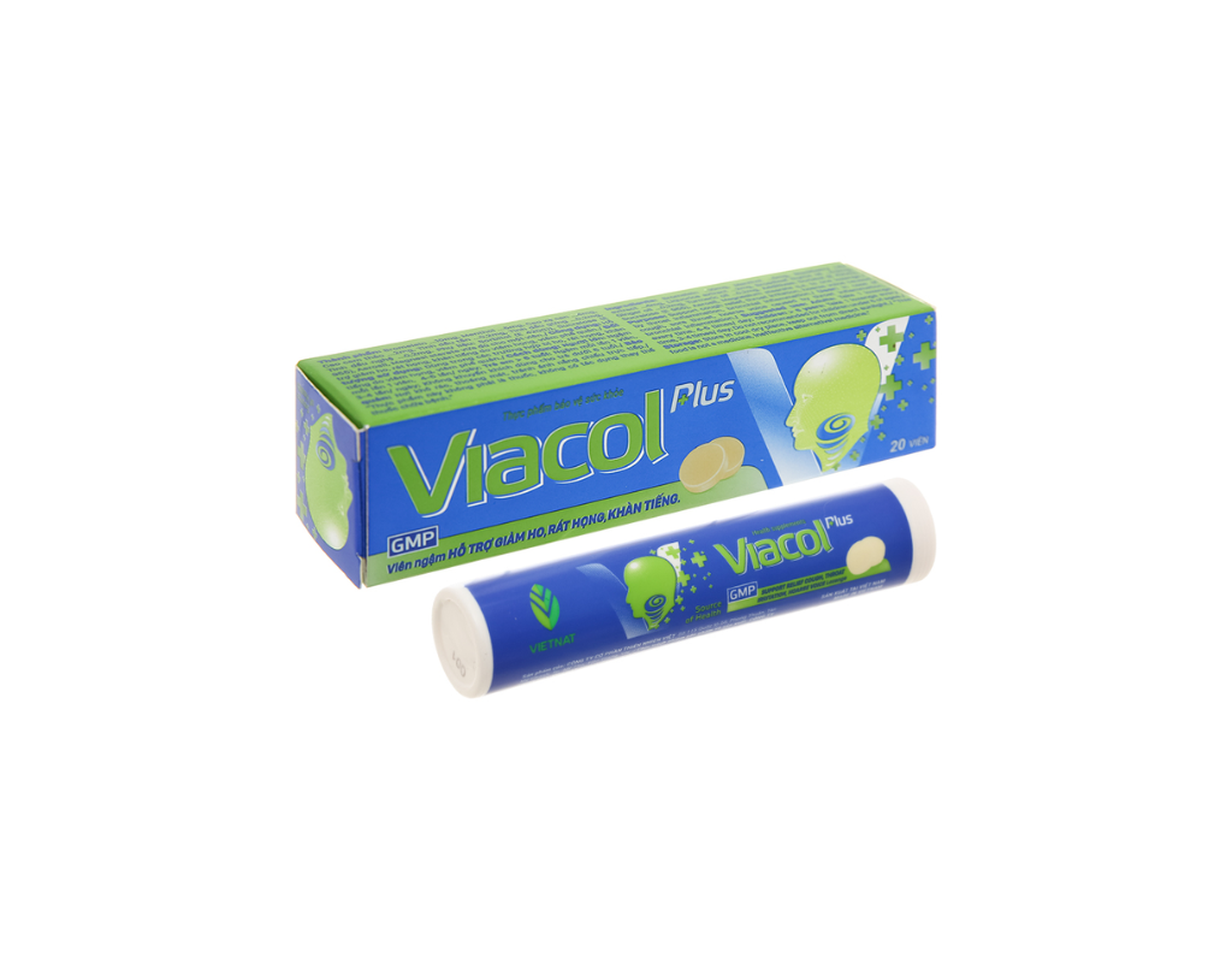 Viên ngậm Viacol Plus hỗ trợ giảm ho, giảm đau rát họng (Tuýp 20 viên)