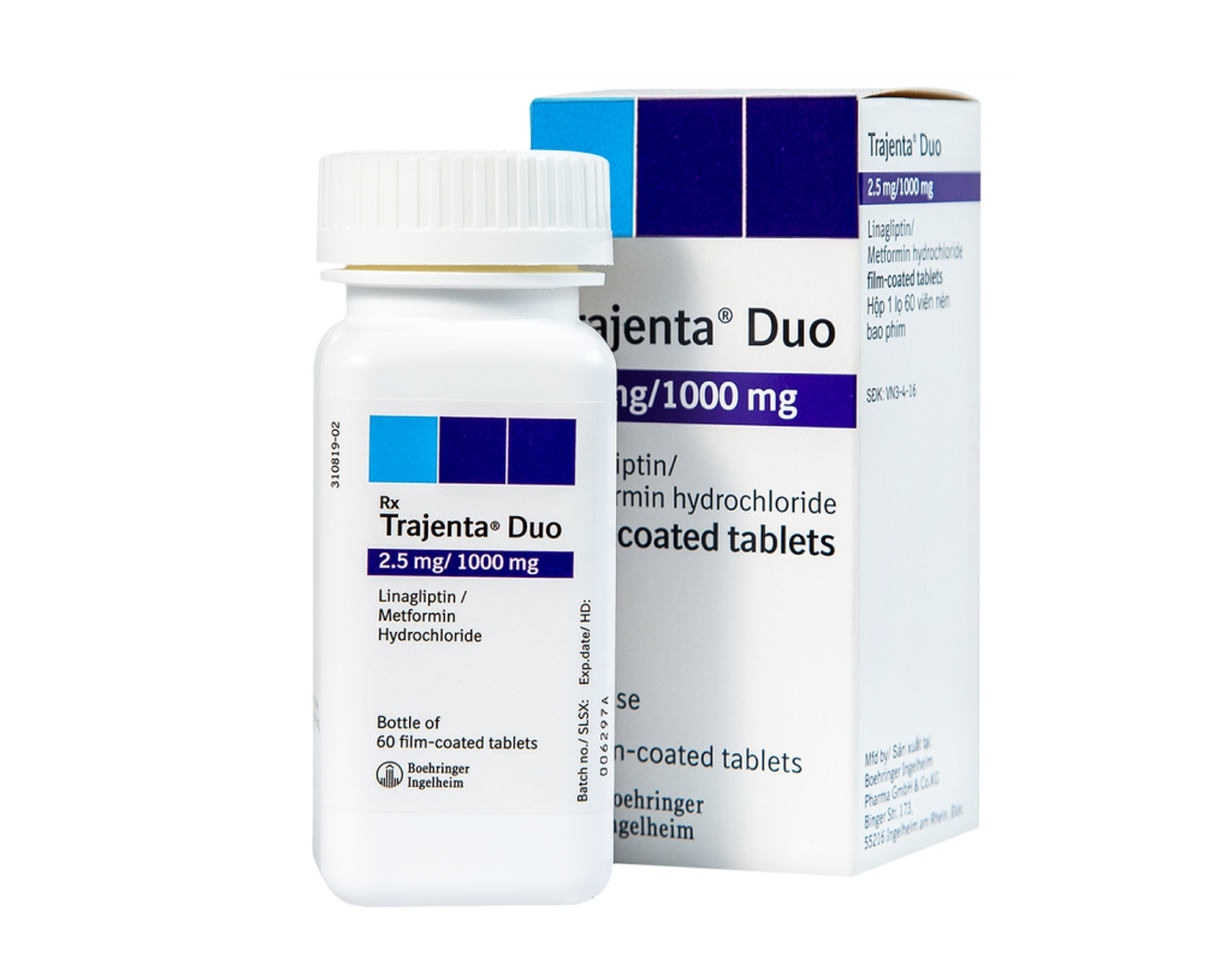 Thuốc Trajenta Duo Tab 2.5/1000mg điều trị đái tháo đường ( lọ 60 viên)