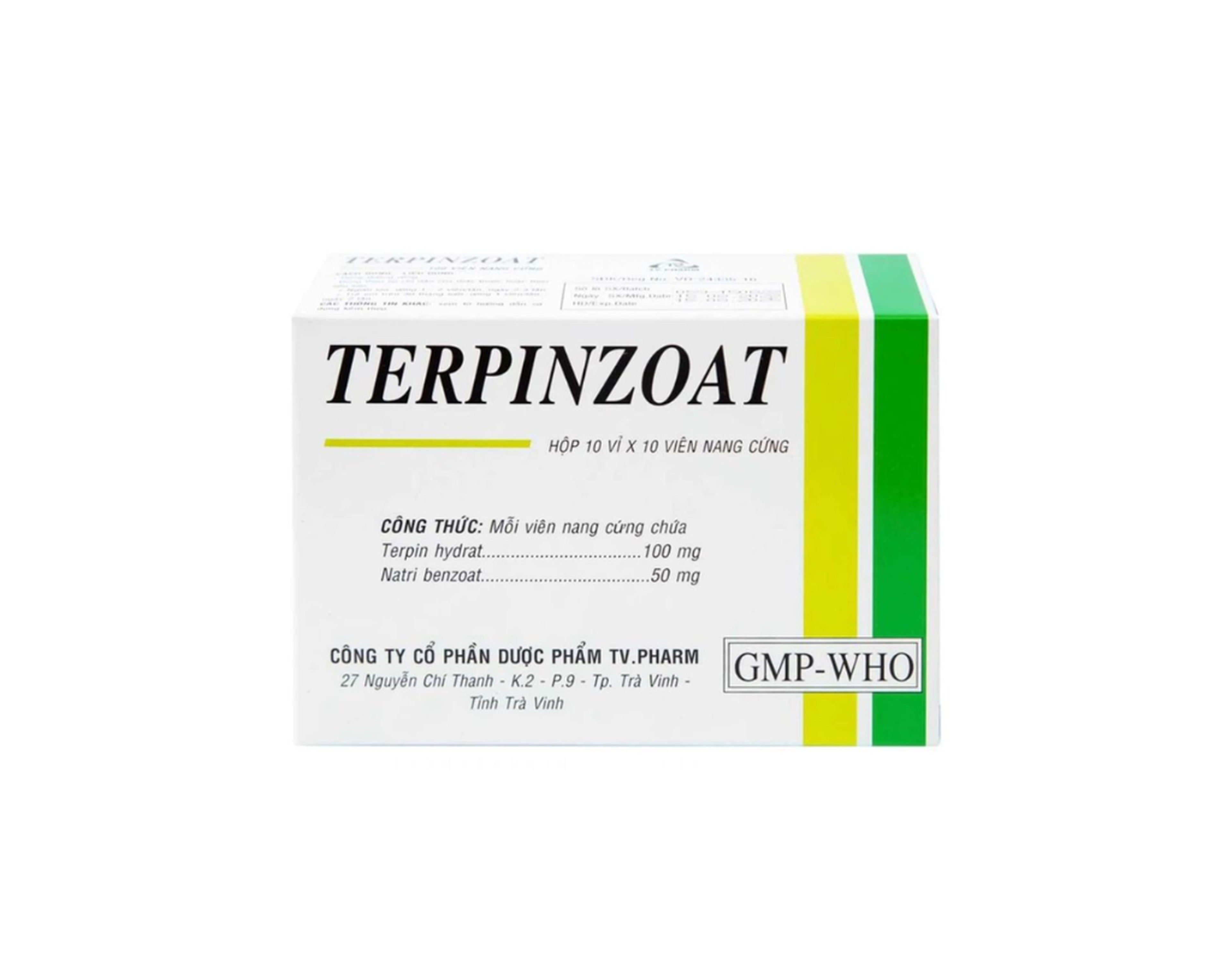Thuốc Terpinzoat Cap TVP trị ho, loãng đờm (Hộp 10 vỉ x 10 viên)
