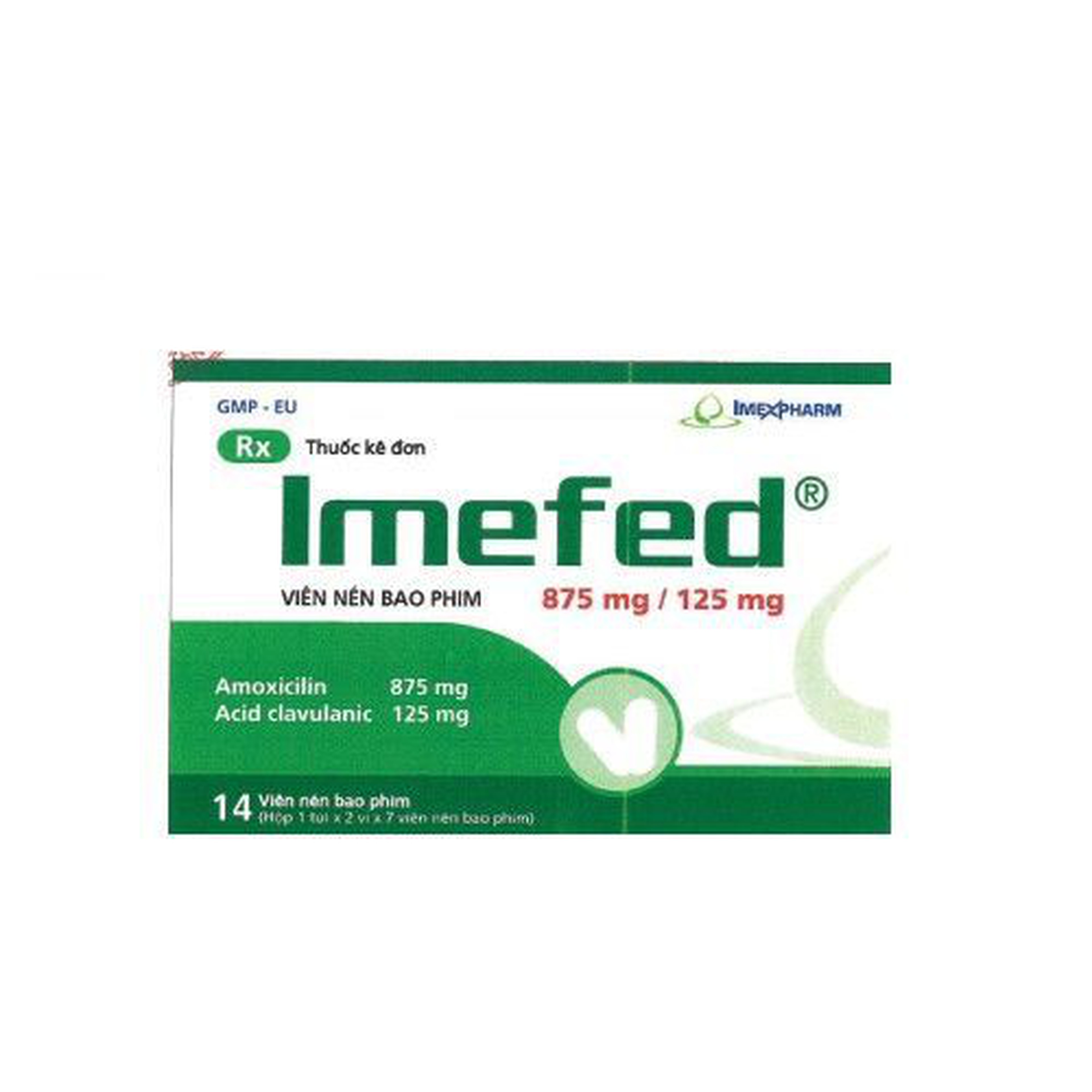 Thuốc Imefed Tab 875/125mg điều trị nhiễm khuẩn ( 2 vỉ x 7 viên)