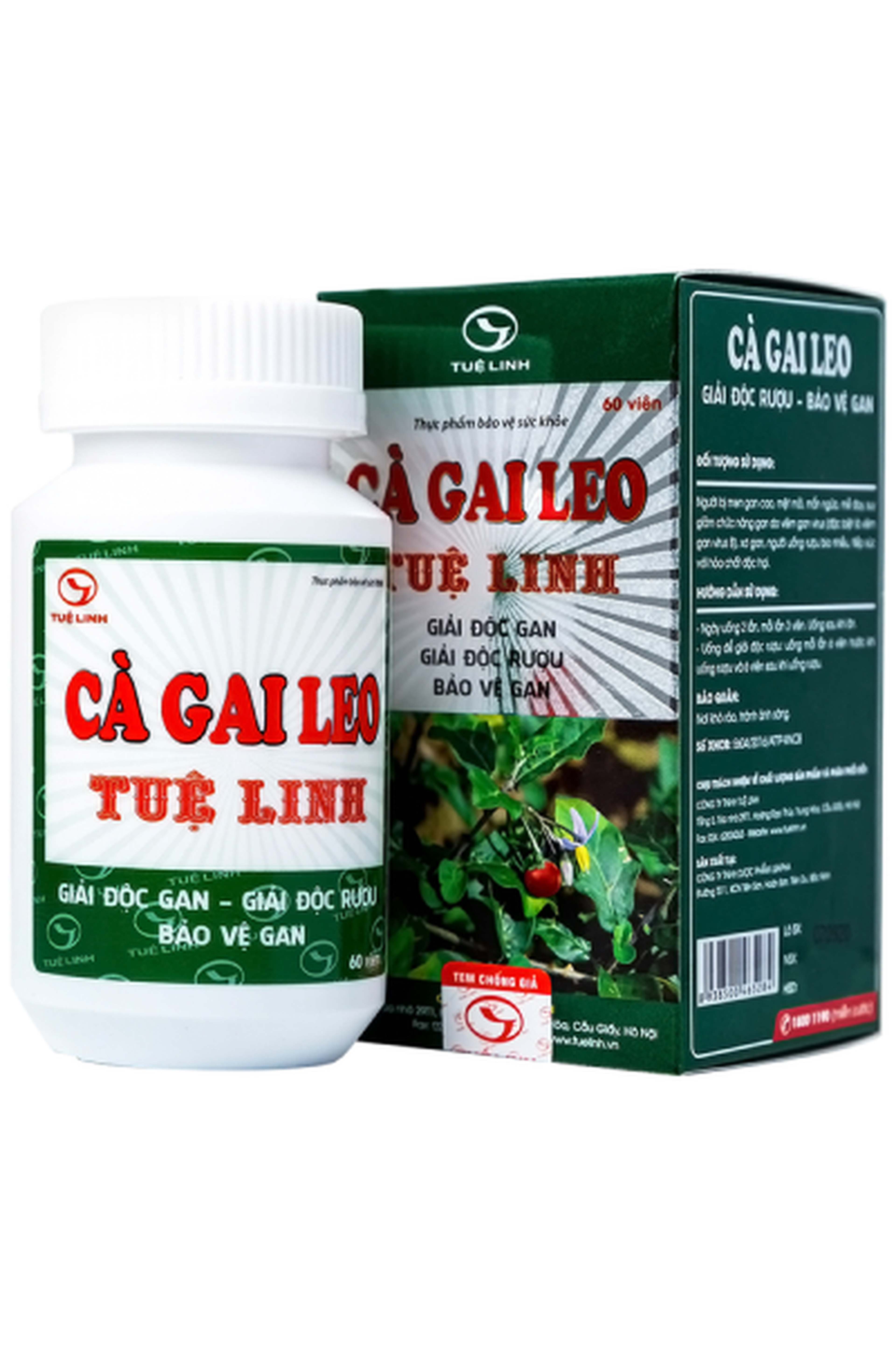 Viên uống Cà Gai Leo Tuệ Linh hỗ trợ giải độc gan (Hộp 1 lọ 60 viên)