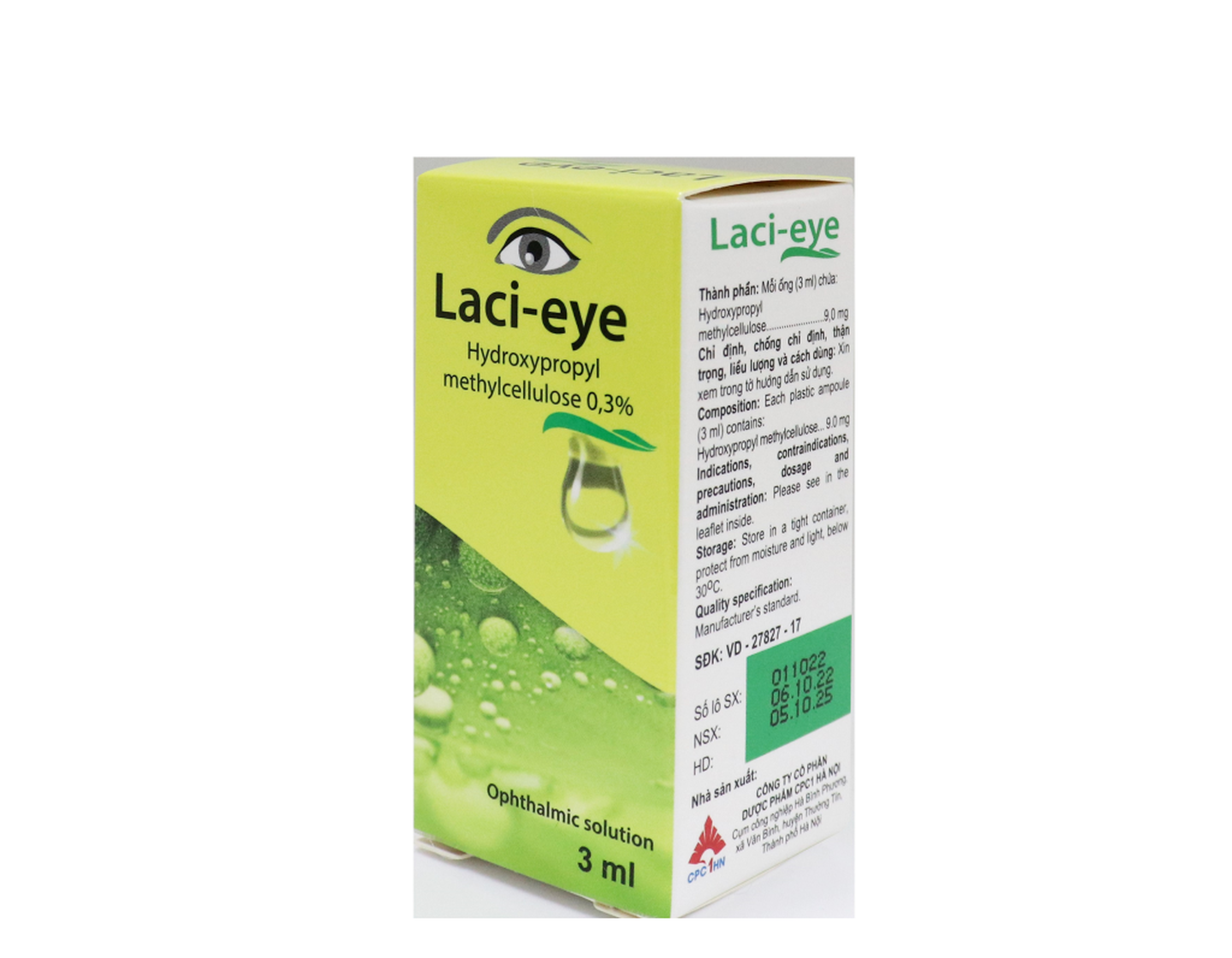 Dung dịch nhỏ mắt Laci-eye Eye drops 0.3% làm dịu ngứa mắt ( Hộp 1 lọ 3ml)