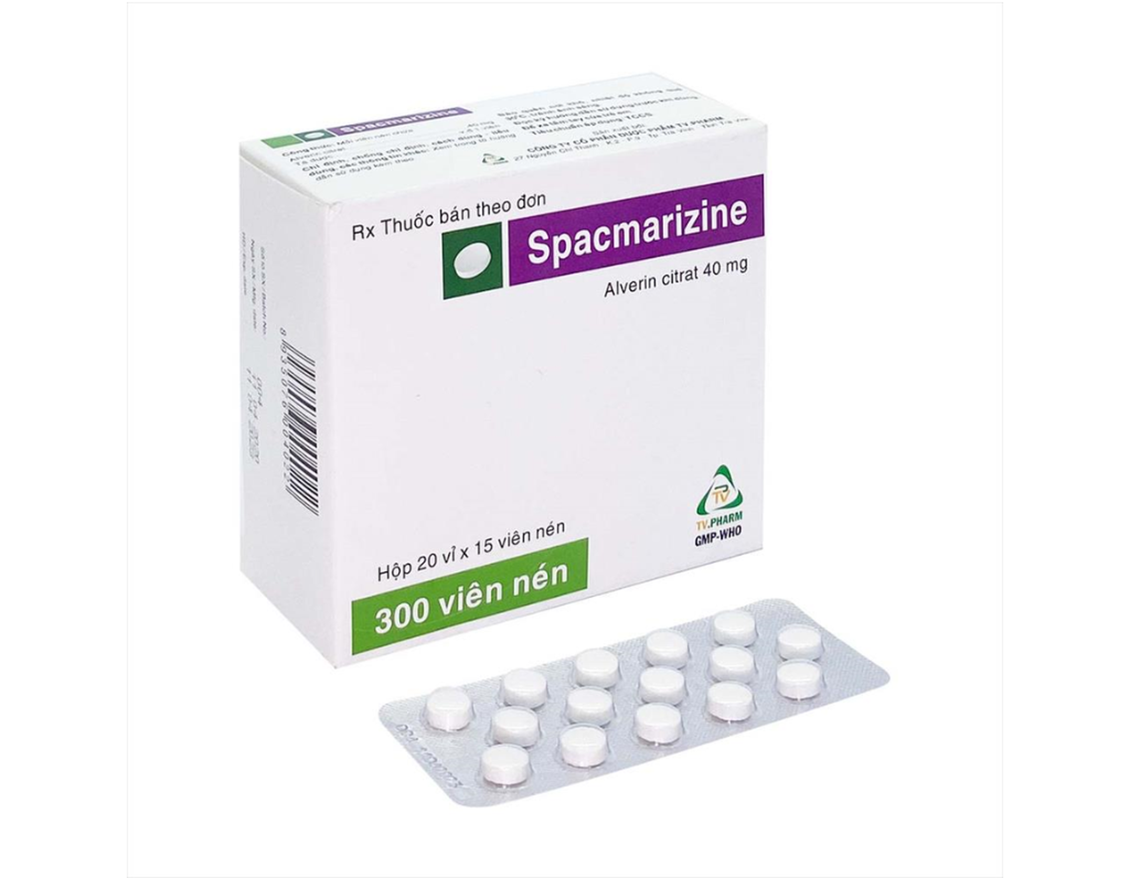 Thuốc Spacmarizine Tab 40mg TVP điều trị co thắt cơ trơn đường tiêu hóa (Hộp 20 vỉ x 15 viên)