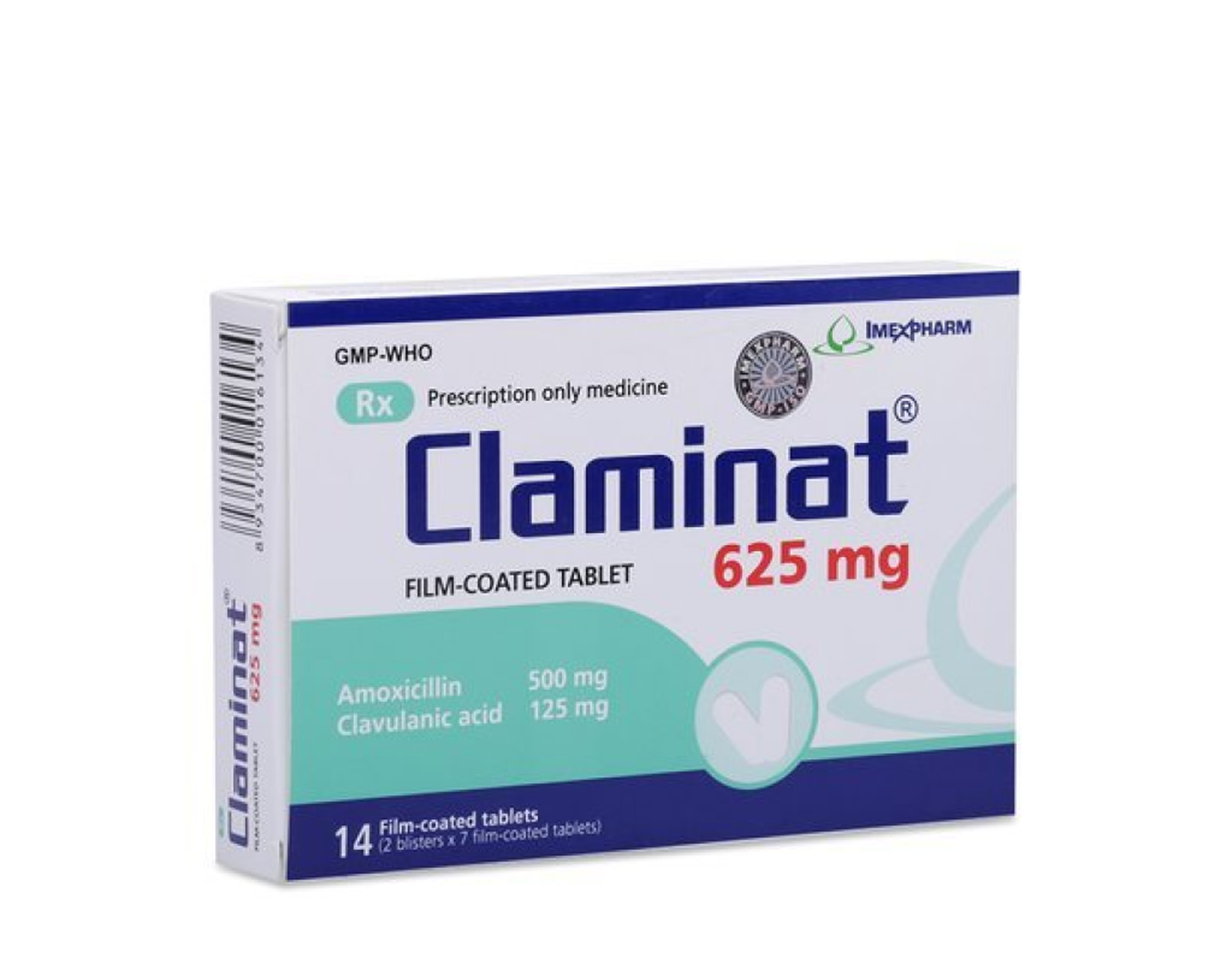 Thuốc Claminat Tab 625mg điều trị nhiễm khuẩn ( hộp 2 vỉ x 7 viên)