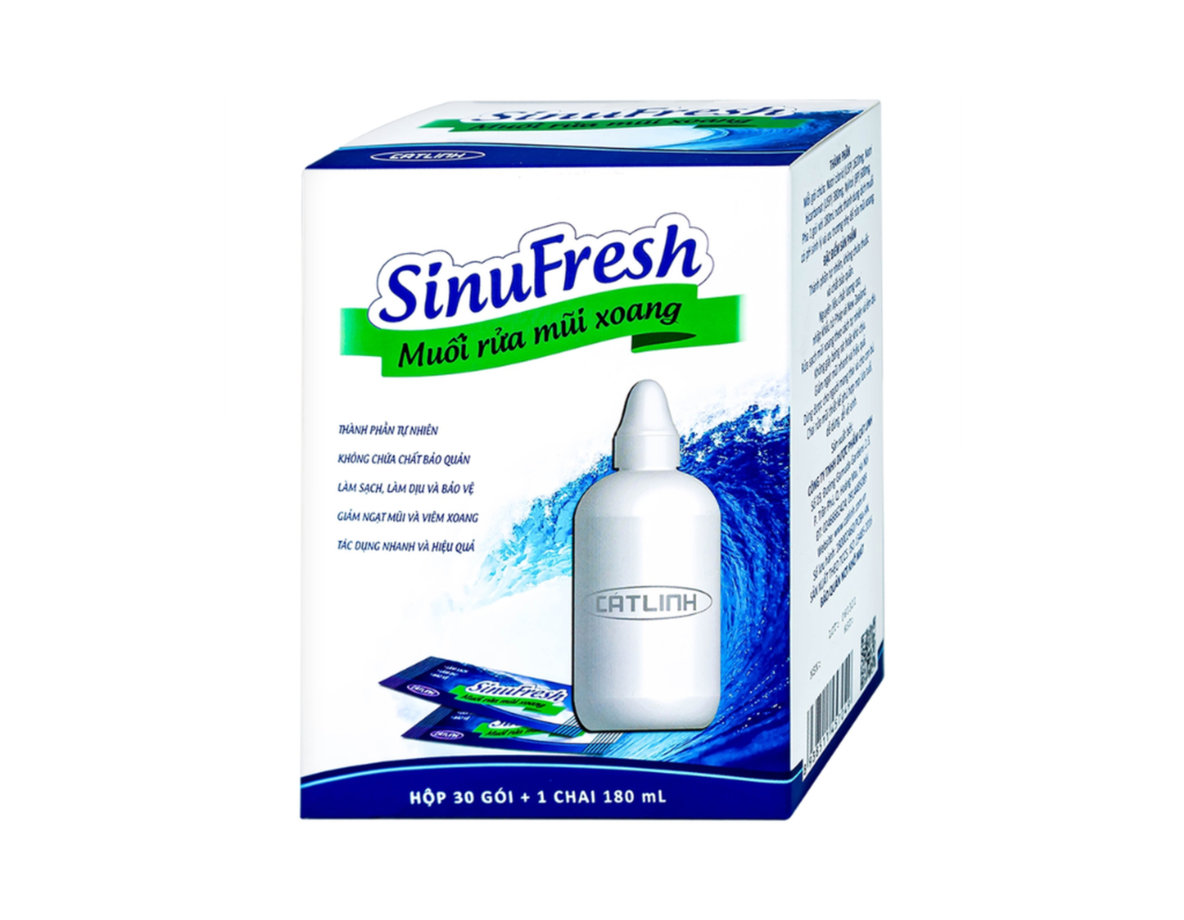 Bình rửa mũi xoang SinuFresh phòng ngừa và điều trị các triệu chứng ở mũi do cảm lạnh (10 gói muối)