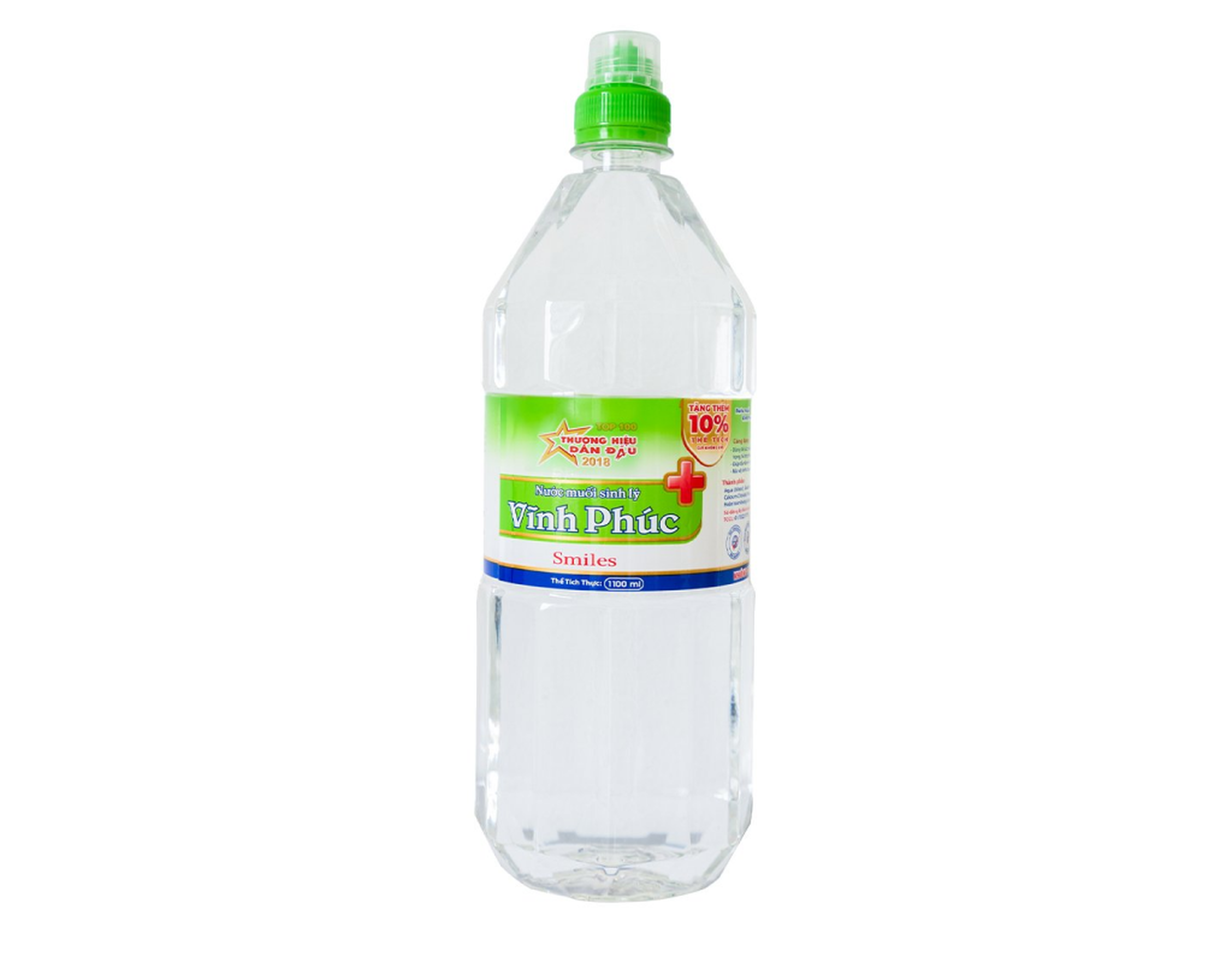 Nước muối sinh lý Vĩnh Phúc Smiles hỗ trợ rửa vết thương, súc miệng (Chai 1100ml)