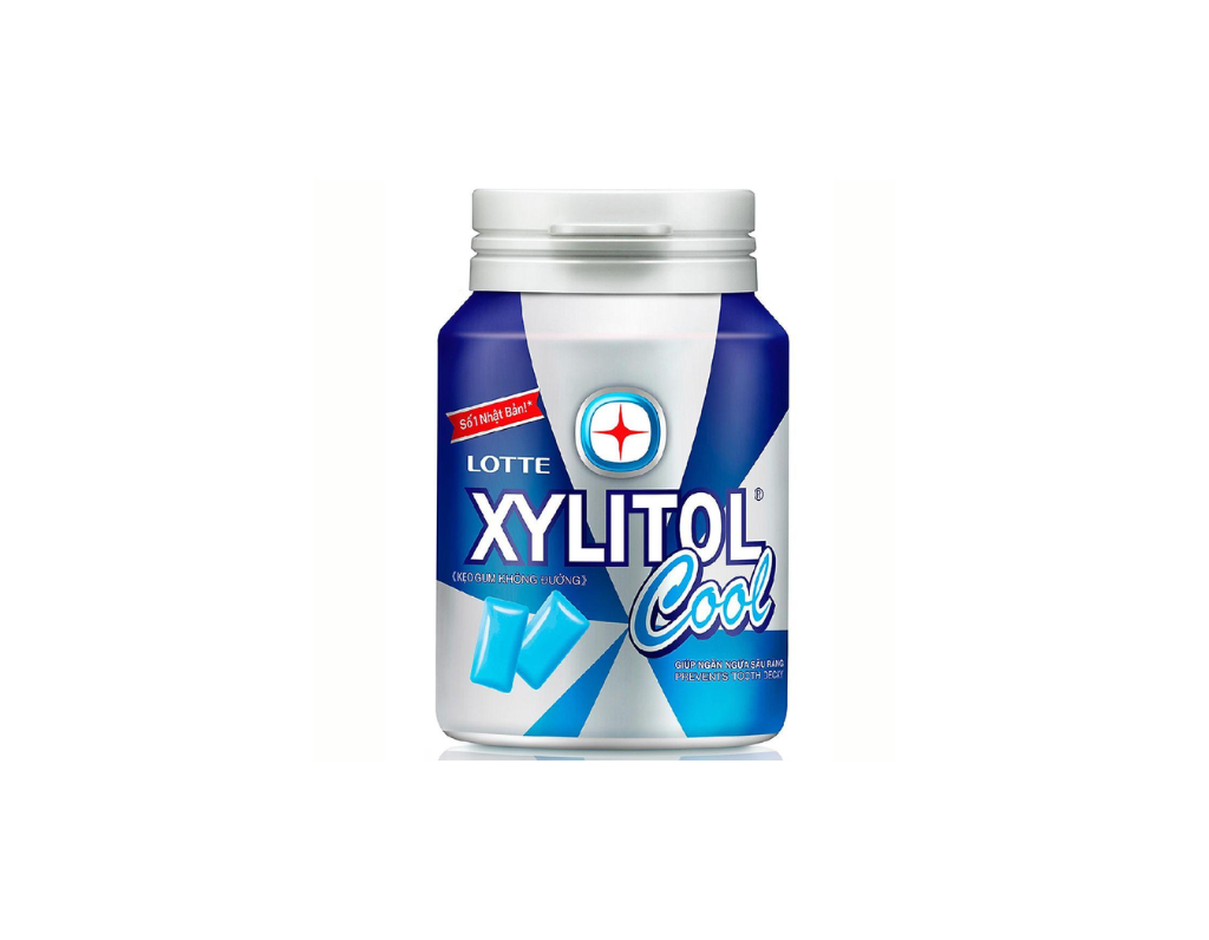 Kẹo gum không đường Lotte Xylitol Cool cho hơi thở thơm mát, ngăn ngừa bệnh răng miệng (Hũ 58g)