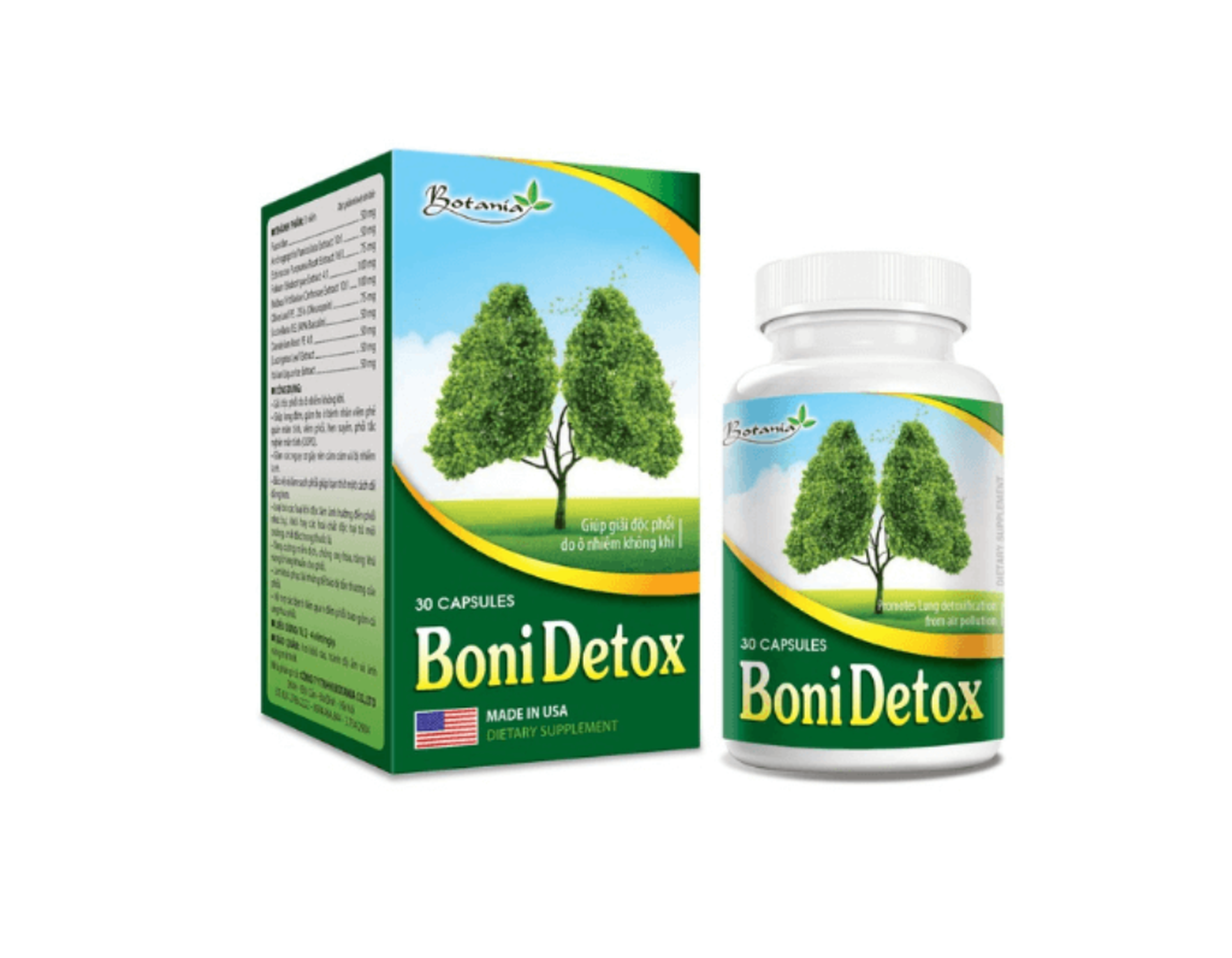 Viên uống BoniDetox Botania chống oxy hóa, hỗ trợ bảo vệ phổi (30 viên)