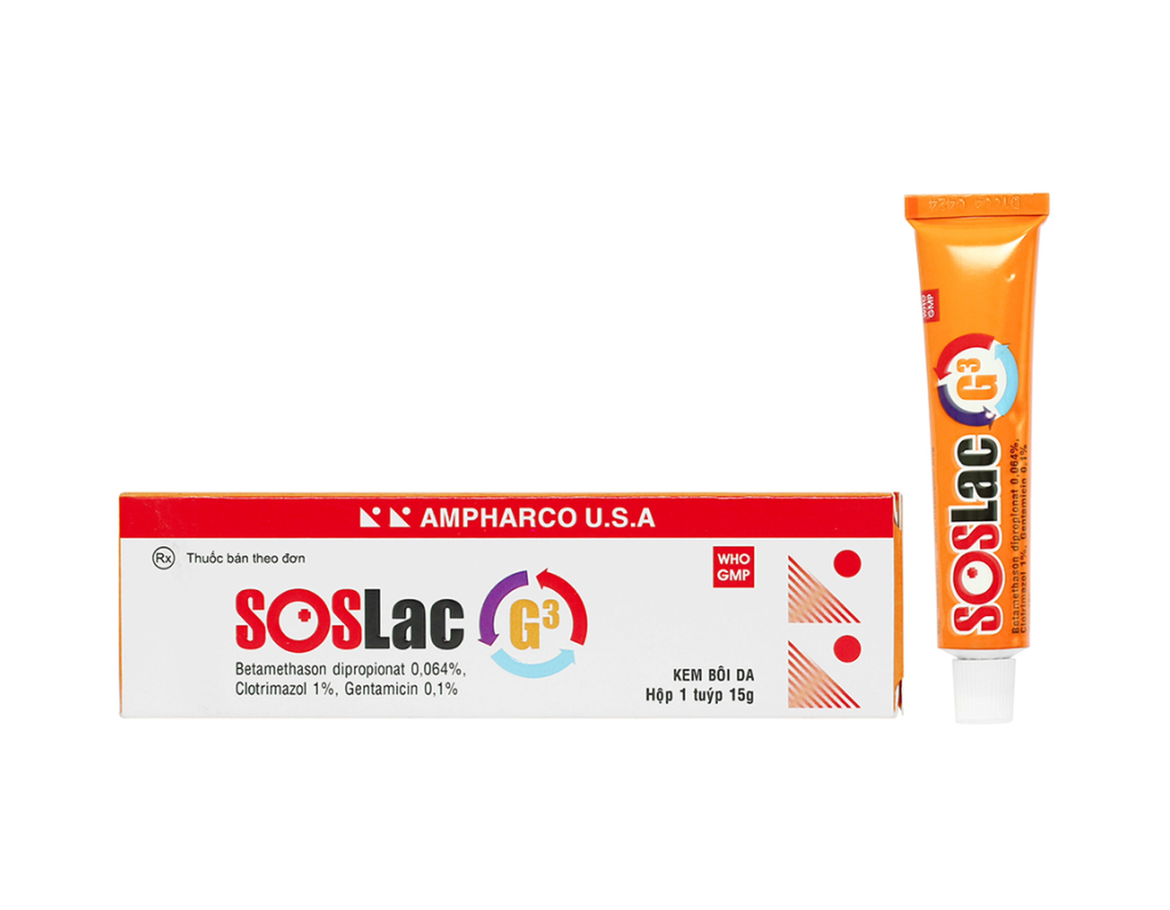 Kem bôi SOSLac G3 Cream AMP trị viêm da, nấm da ( tuýp 15g)