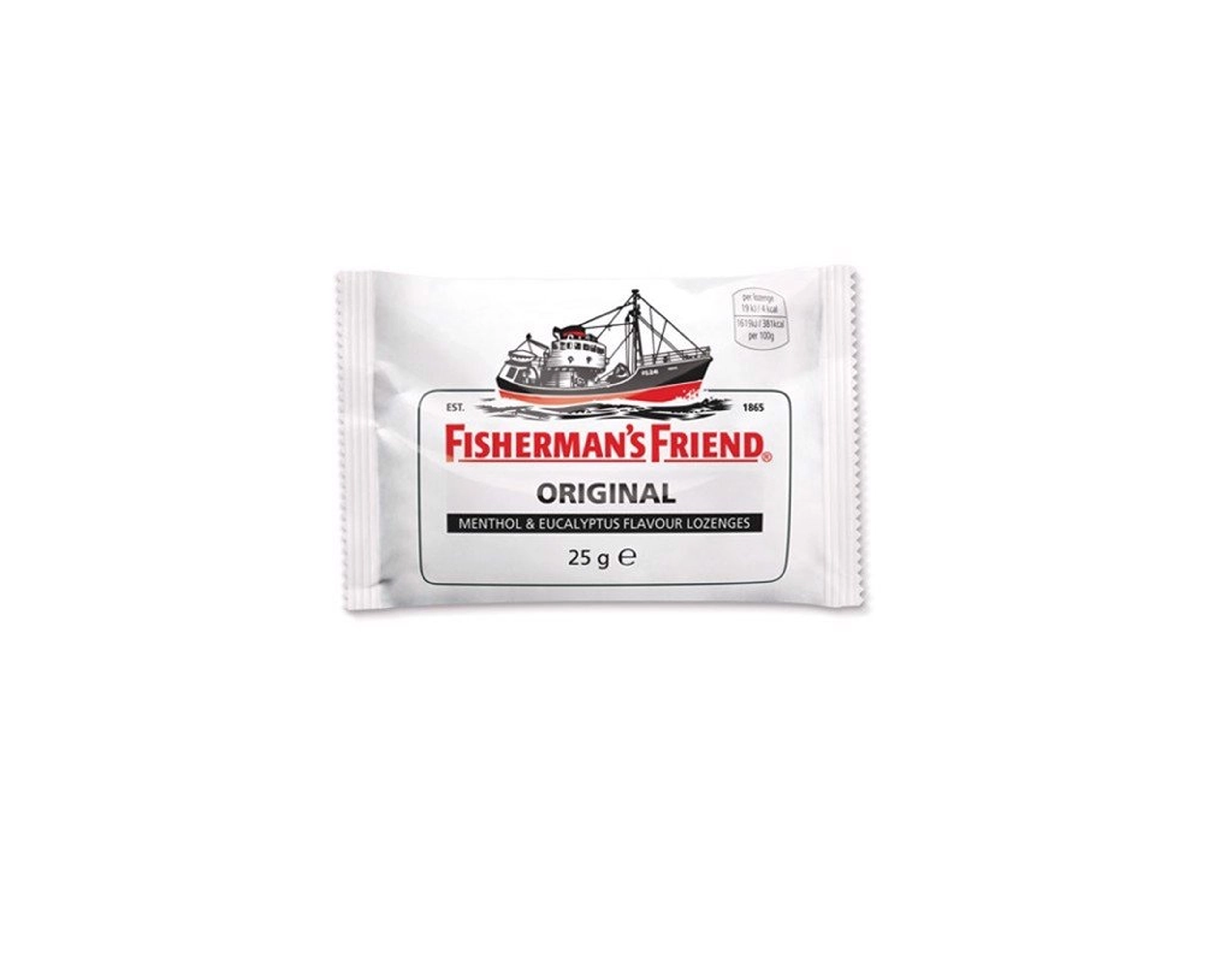 Kẹo cay Con Tàu Fisherman's Friend Original không đường vị nguyên bản (gói 25g)