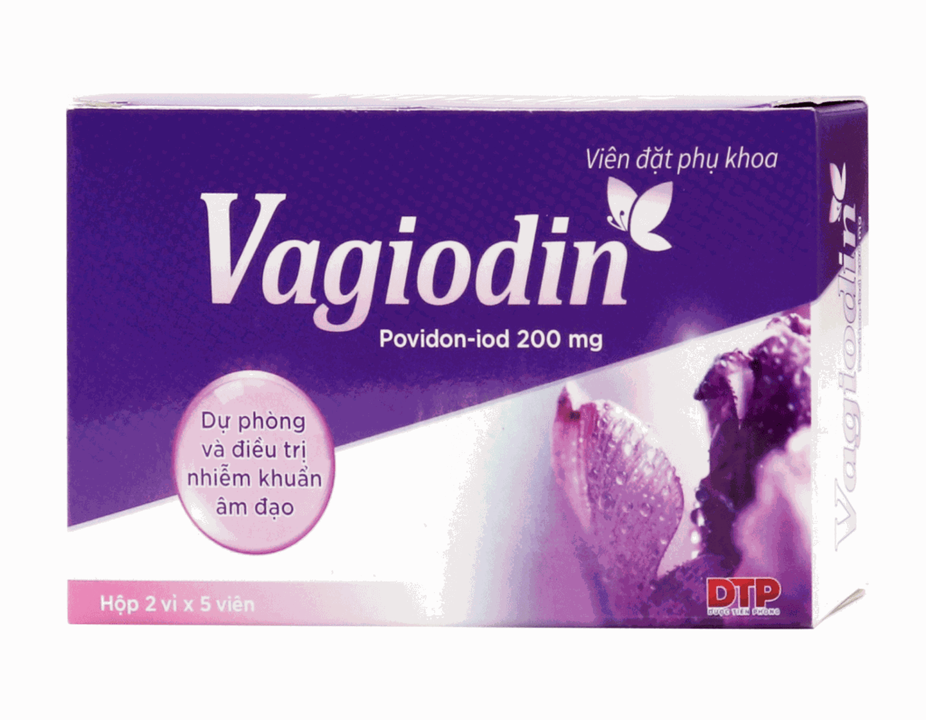 Viên đặt âm đạo Vagiodin giúp dự phòng và điều trị nhiễm khuẩn âm đạo (Hộp 2 vỉ x 5 viên)