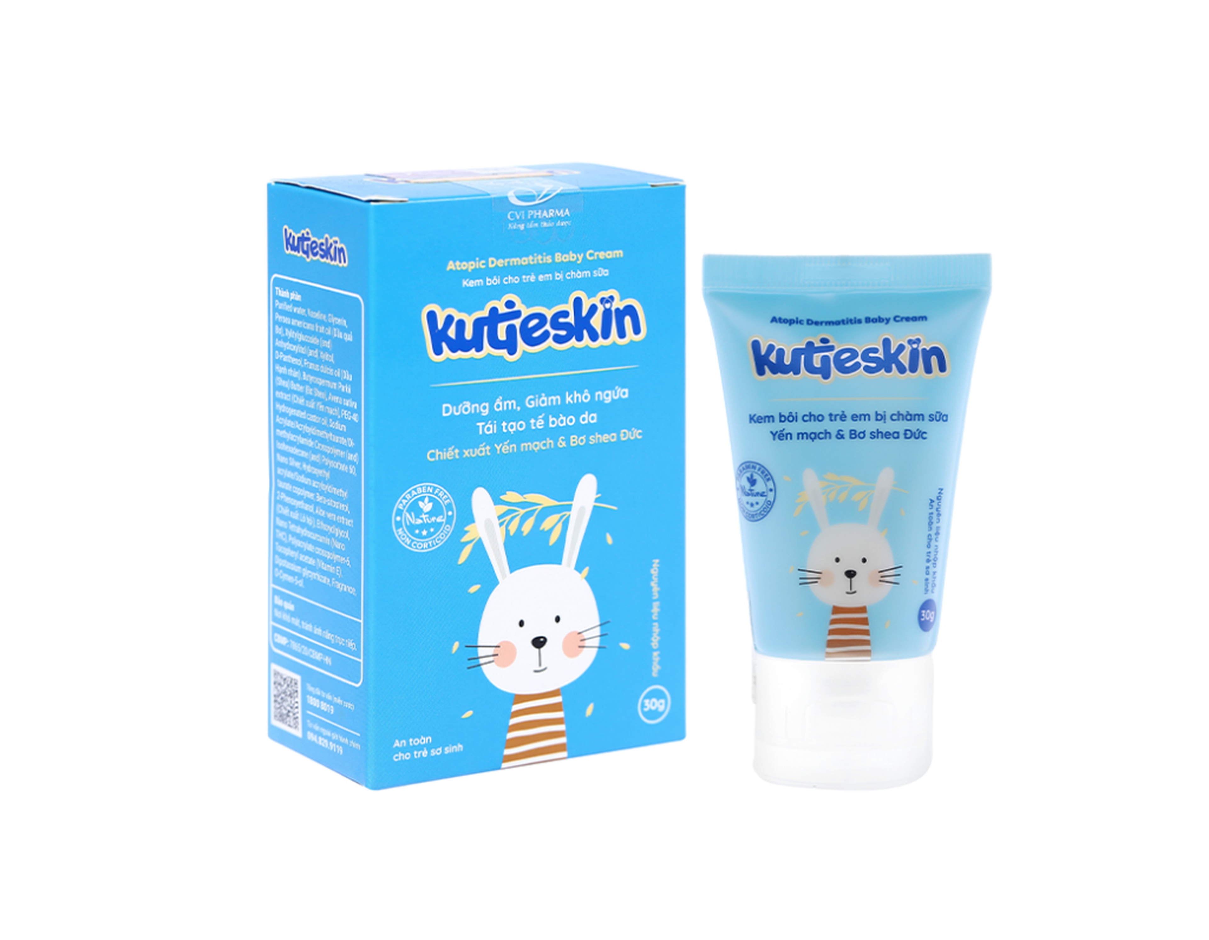 Kem bôi Kutieskin (Xanh) hỗ trợ cho trẻ bị chàm sữa, dưỡng ẩm, tái tạo da (tuýp 30g)