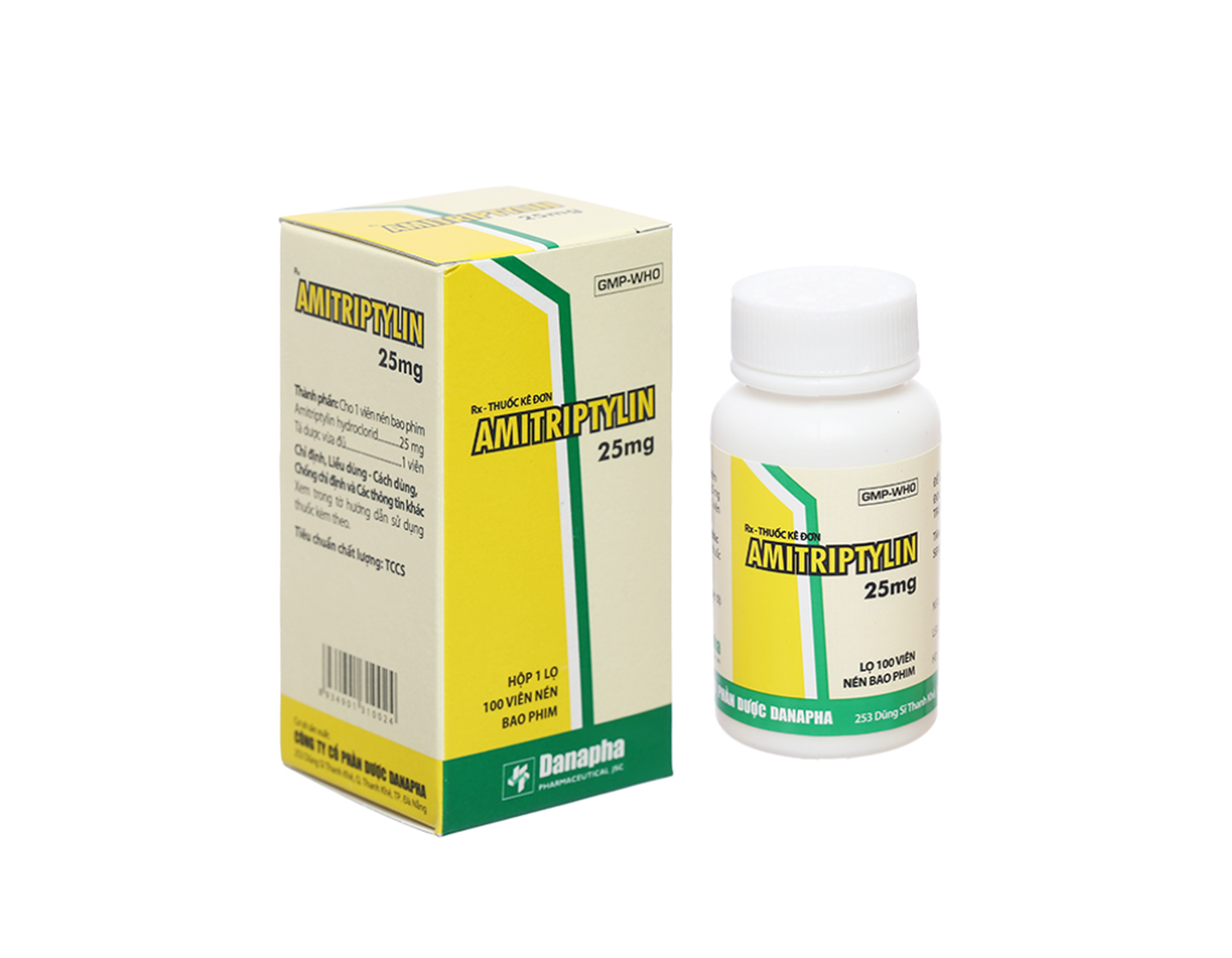 Thuốc Amitriptylin 25mg Tab Danapha điều trị trầm cảm ( lọ 100 viên)