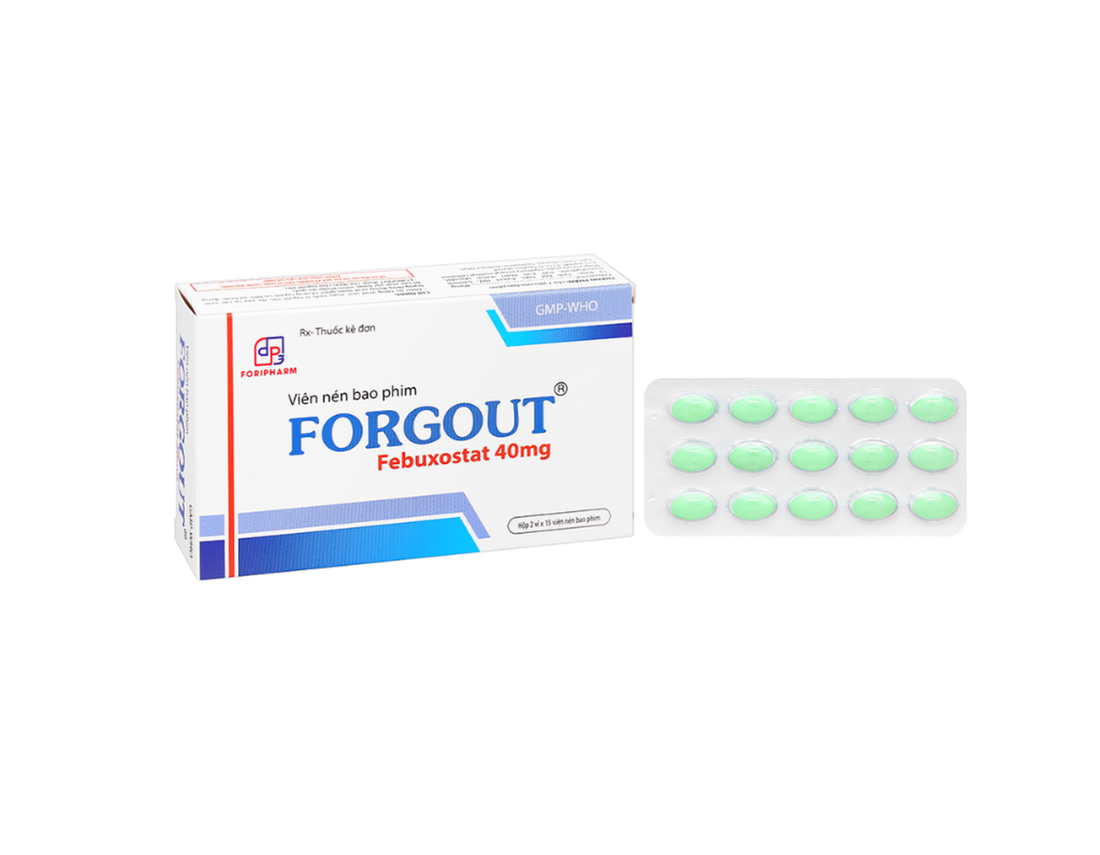 Thuốc Forgout Tab 40mg TW3 điều trị tăng uric acid ( hộp 2 vỉ x 15 viên)