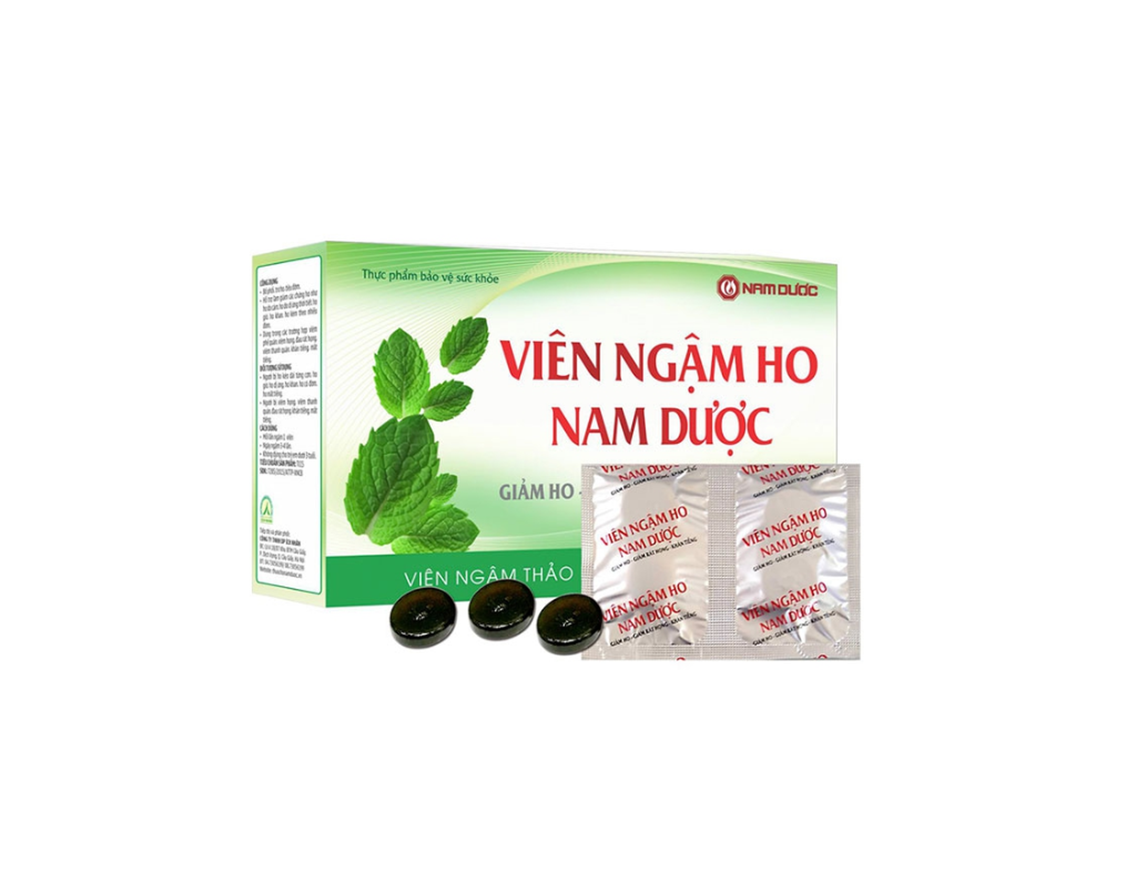Viên ngậm ho Nam Dược không đường hỗ trợ giảm ho, long đờm (Hộp 10 vỉ x 4 viên)